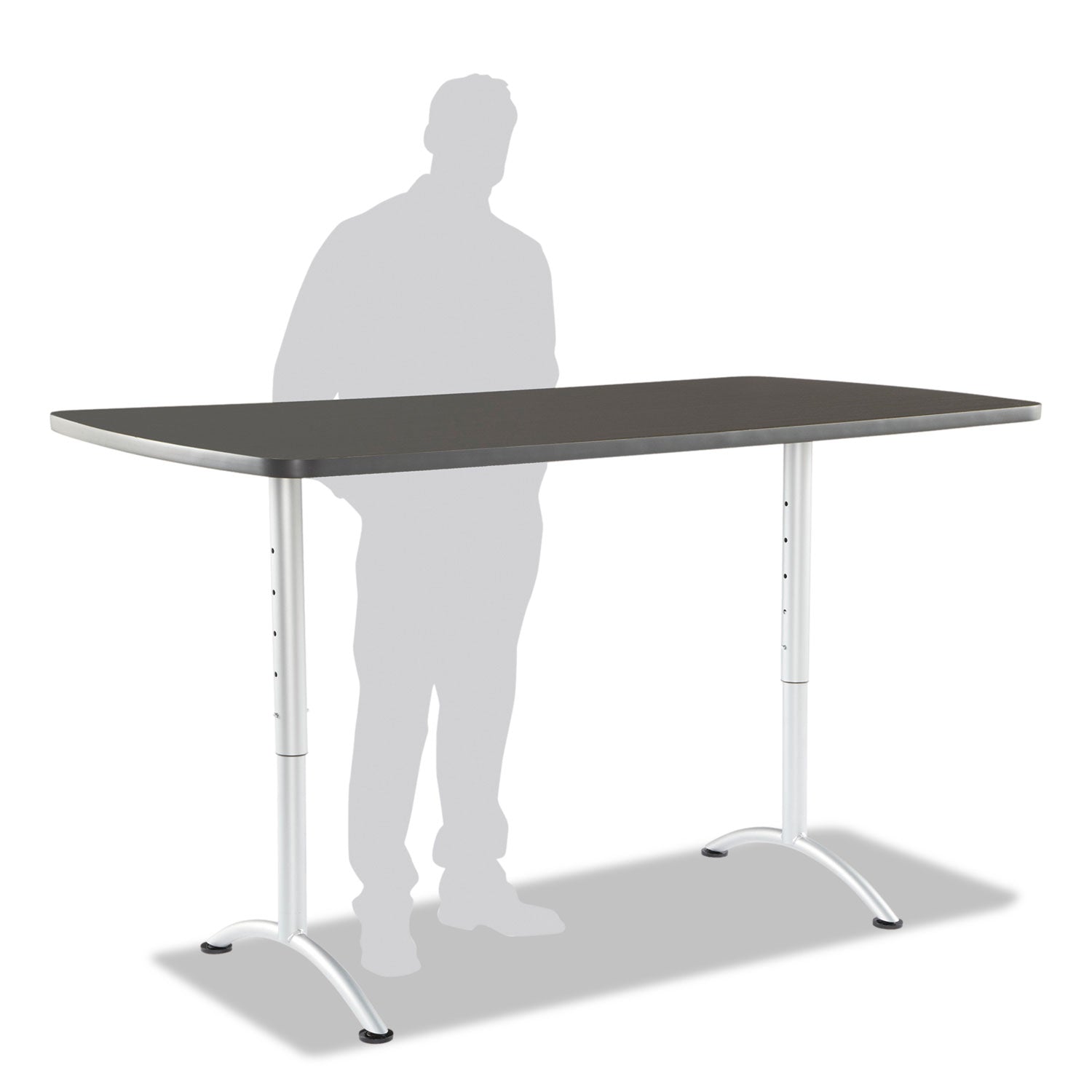 Iceberg ARC Adjustable-Height Table, Rectangular, 36" x 72" x 30" to 42", Graphite Top, Silver Base