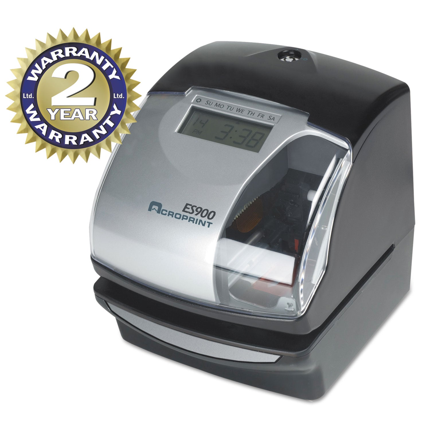 ES900 Atomic Electronic Payroll Recorder, Time Stamp and Numbering Machine, Digital Display, Black