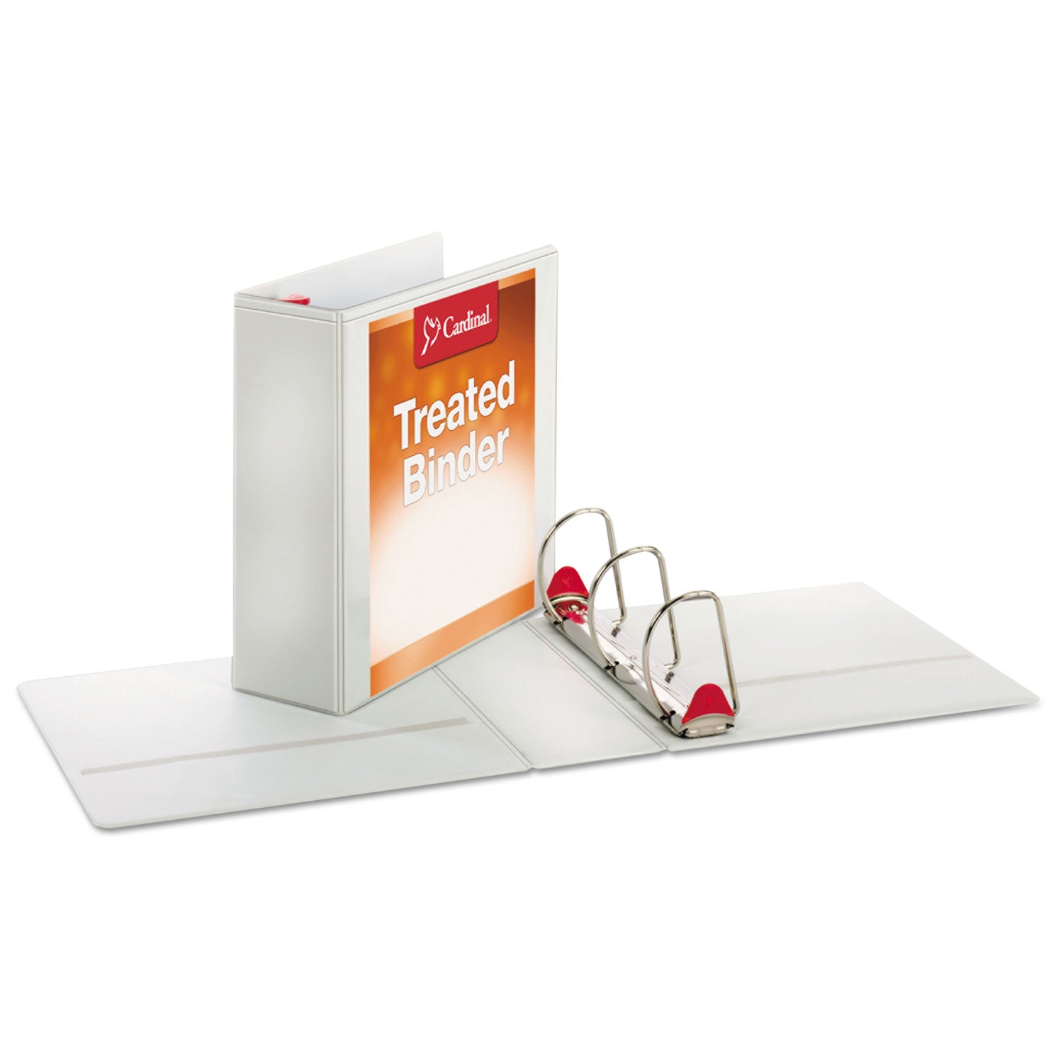 Cardinal® Treated ClearVue Locking Slant-D Ring Binder, 3 Rings, 4" Capacity, 11 x 8.5, White