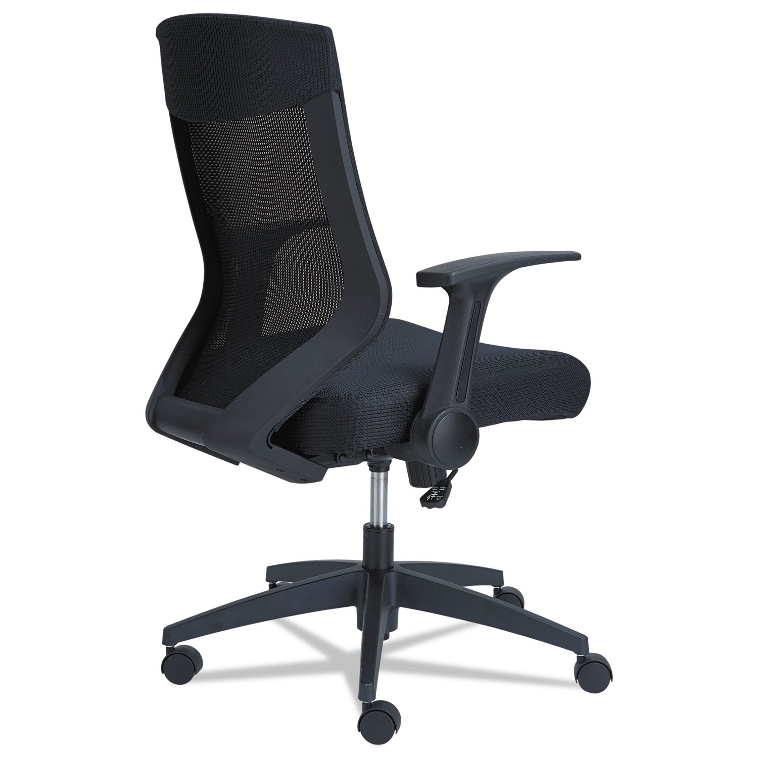 Alera® Alera EB-K Series Synchro Mid-Back Flip-Arm Mesh Chair, Supports Up to 275 lb, 18.5“ to 22.04" Seat Height, Black