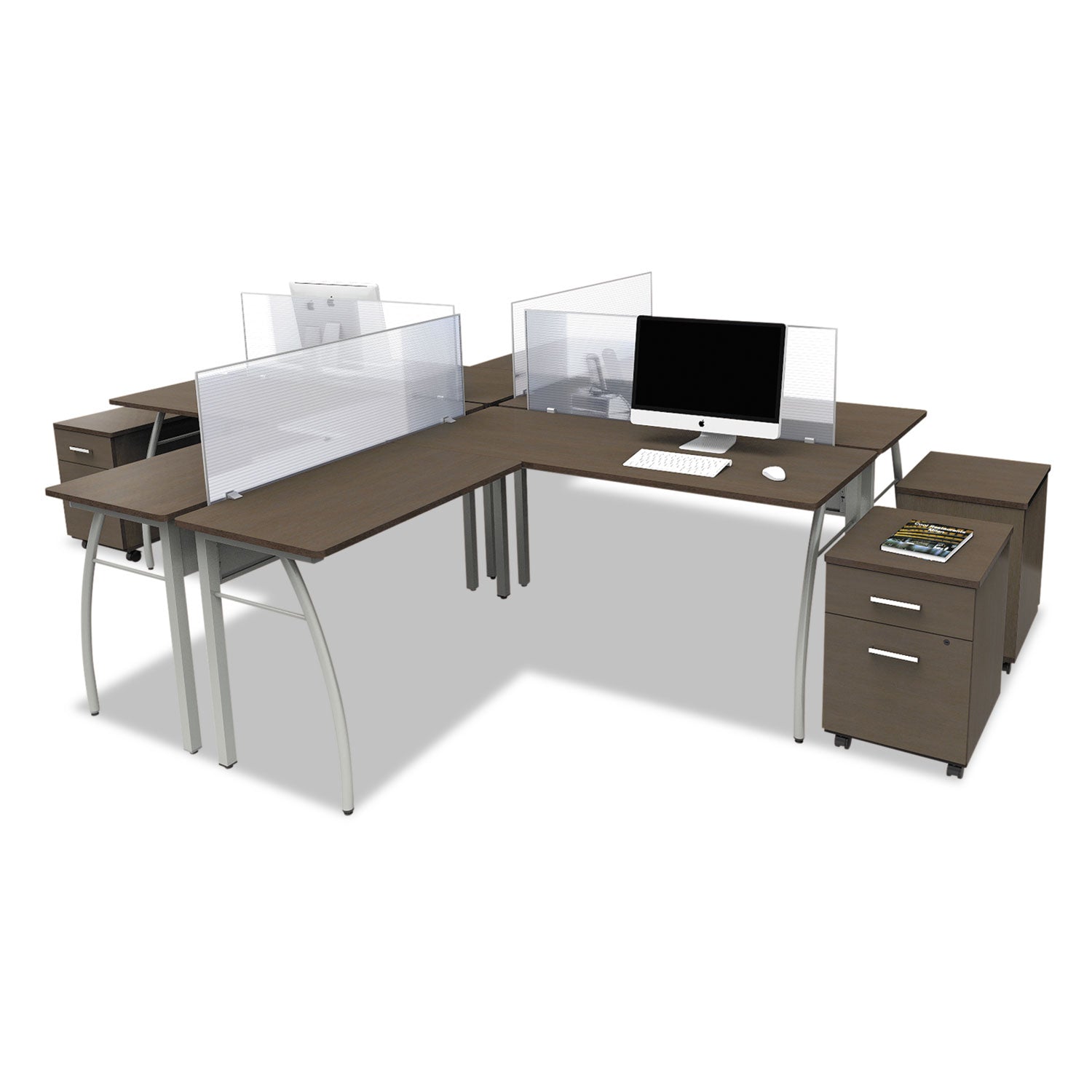 Linea Italia® Trento Line L-Shaped Desk, 59.13" x 59.13" x 29.5", Mocha/Gray