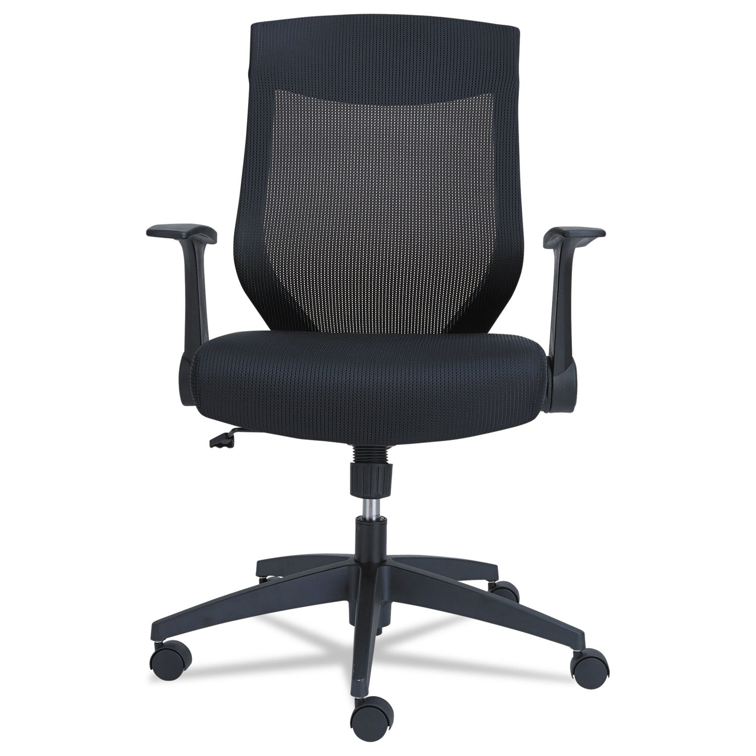 Alera® Alera EB-K Series Synchro Mid-Back Flip-Arm Mesh Chair, Supports Up to 275 lb, 18.5“ to 22.04" Seat Height, Black