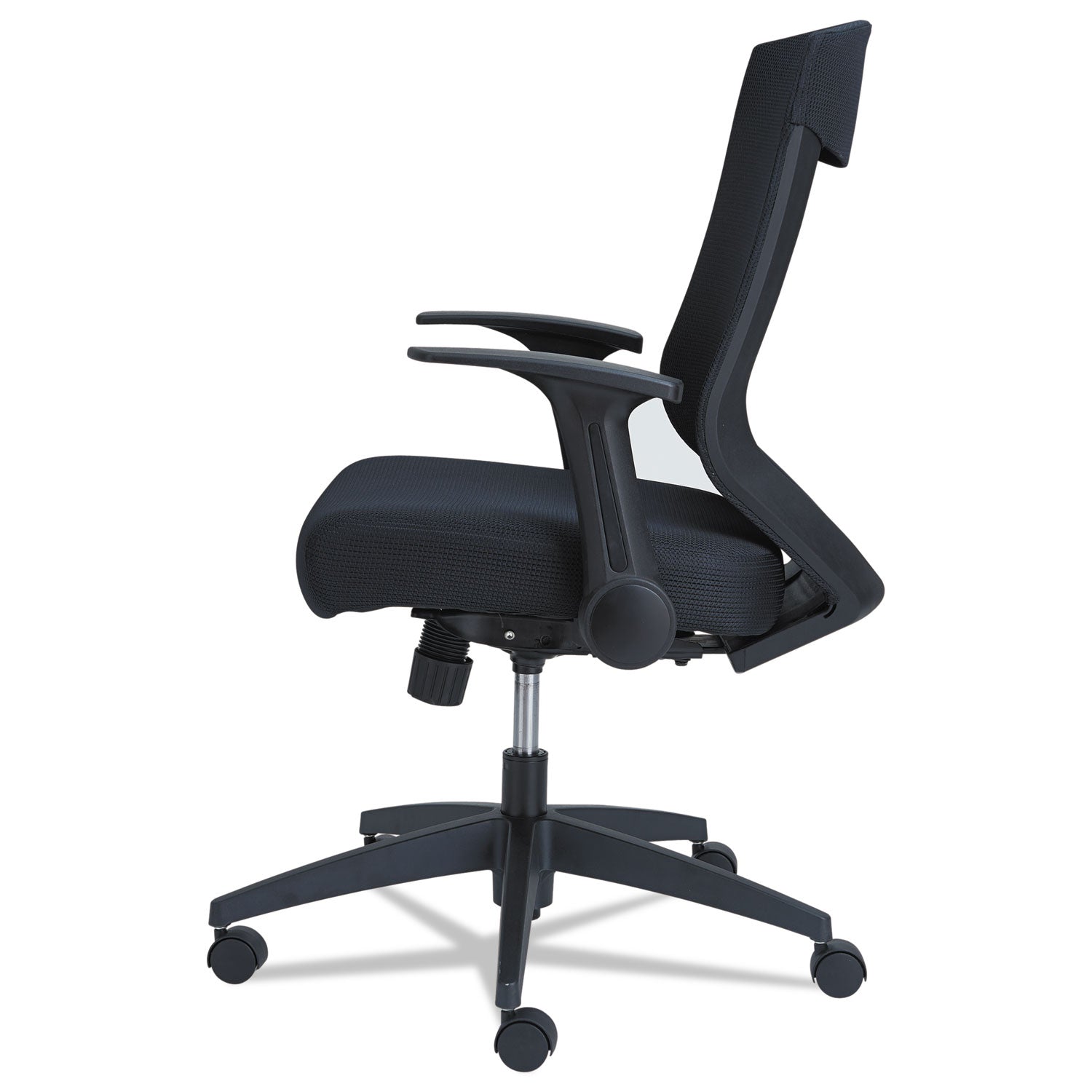 Alera® Alera EB-K Series Synchro Mid-Back Flip-Arm Mesh Chair, Supports Up to 275 lb, 18.5“ to 22.04" Seat Height, Black