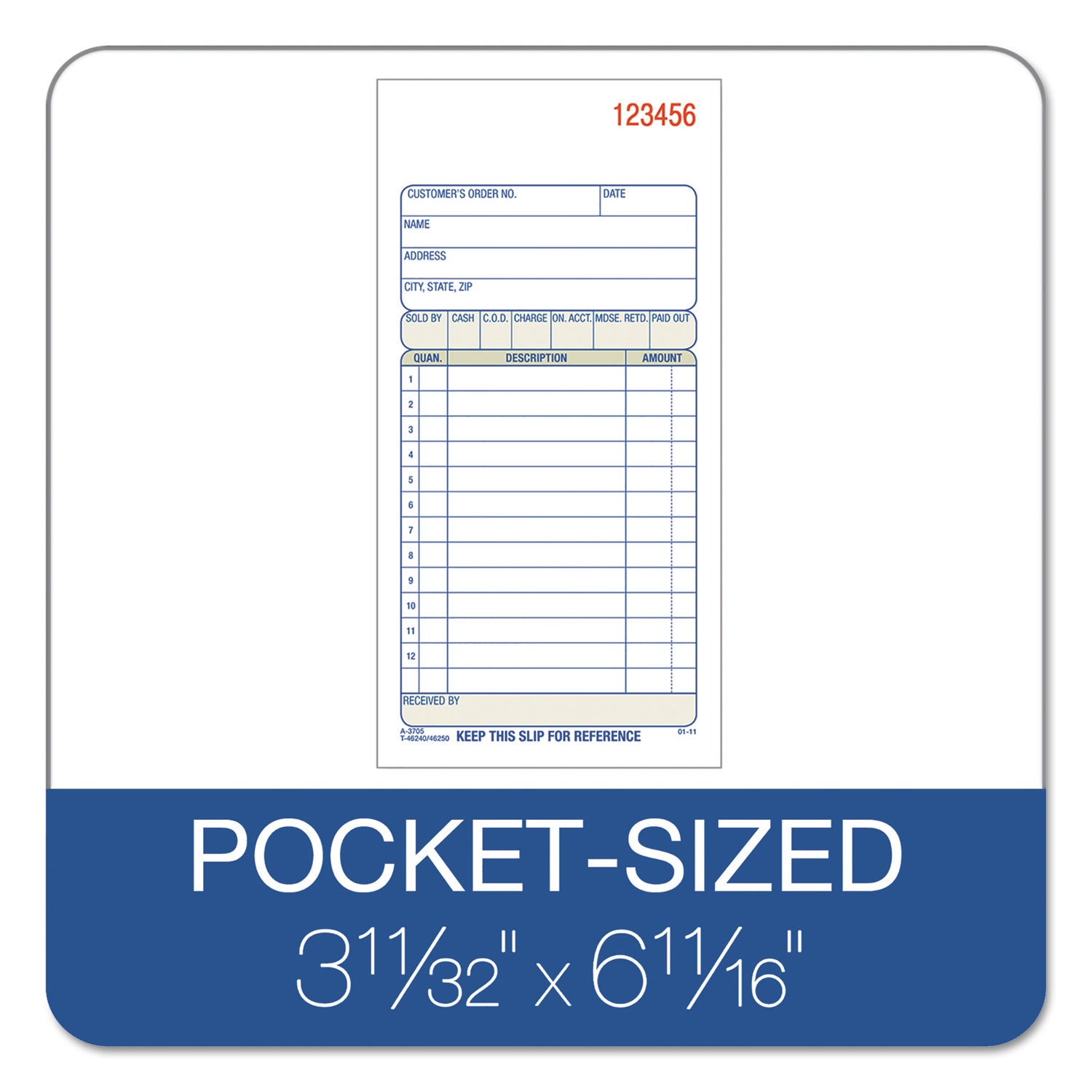 Adams® 2-Part Sales Book, 12 Lines, Two-Part Carbon, 3.38 x 6.69, 50 Forms Total