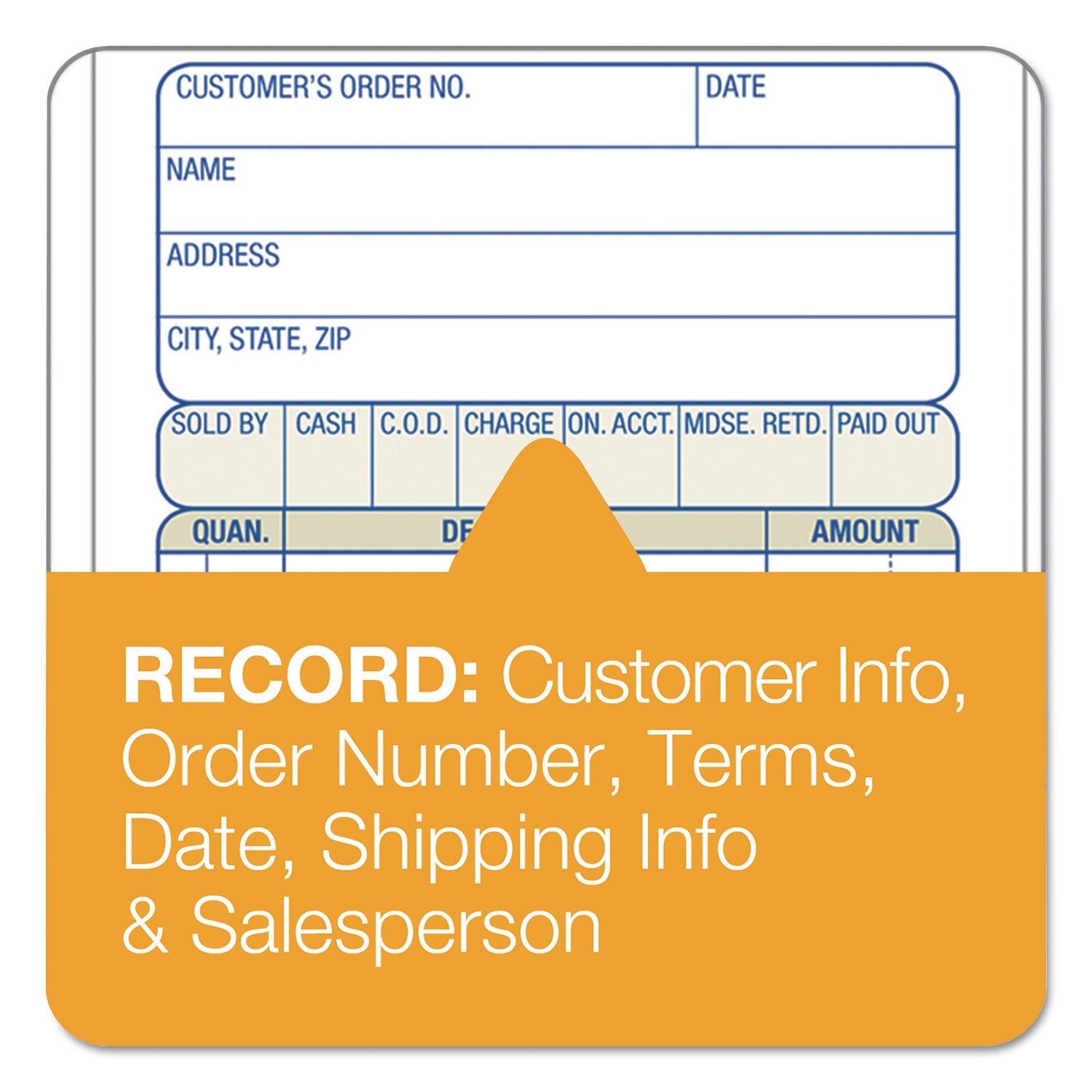 Adams® 2-Part Sales Book, 12 Lines, Two-Part Carbon, 3.38 x 6.69, 50 Forms Total