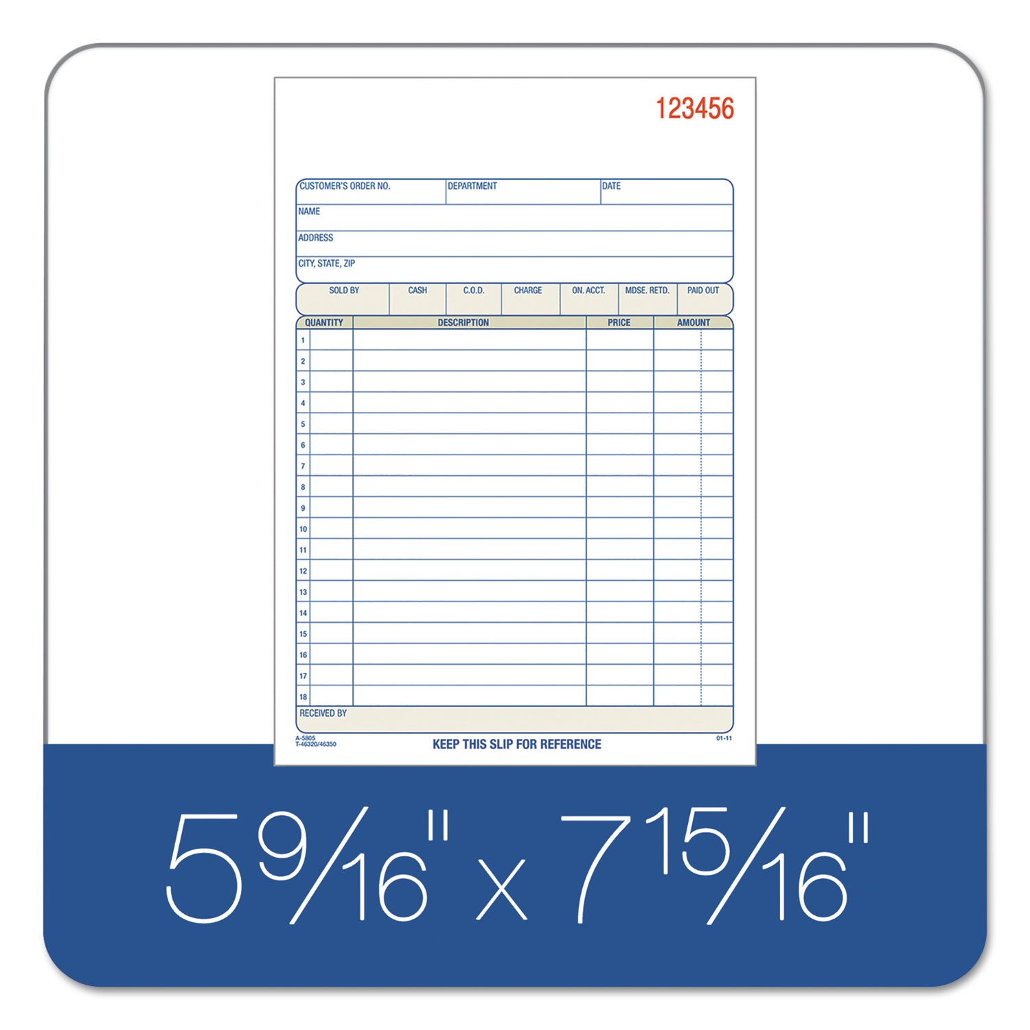 Adams® 2-Part Sales Book, 18 Lines, Two-Part Carbon, 7.94 x 5.56, 50 Forms Total