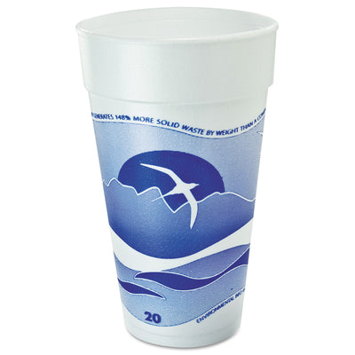 DART Horizon Hot/Cold Foam Drinking Cups, 20 oz, Printed, Blueberry/White, 25/Bag, 20 Bags/Carton - Flipcost