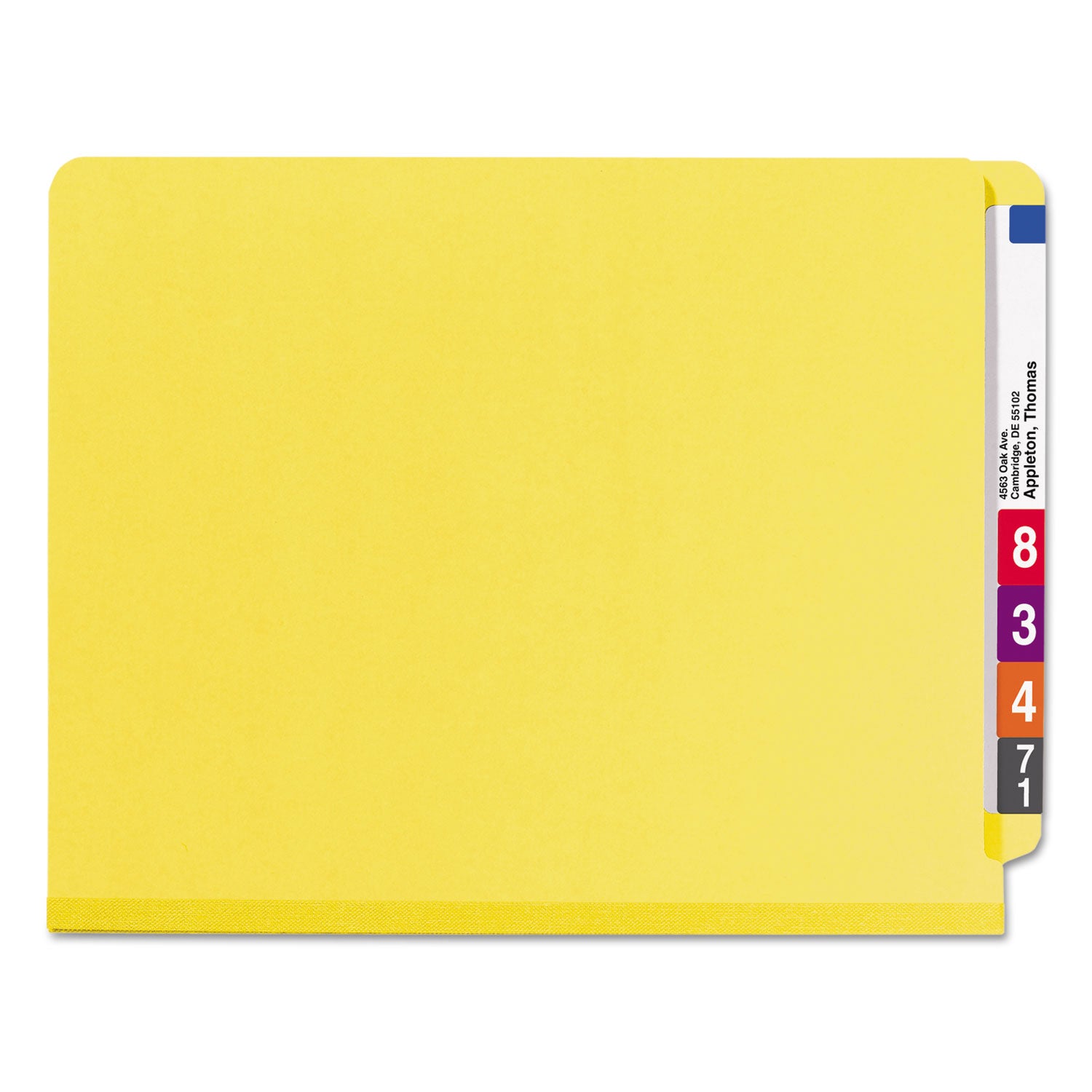 Smead™ End Tab Pressboard Classification Folders, Six SafeSHIELD Fasteners, 2" Expansion, 2 Dividers, Letter Size, Yellow, 10/Box