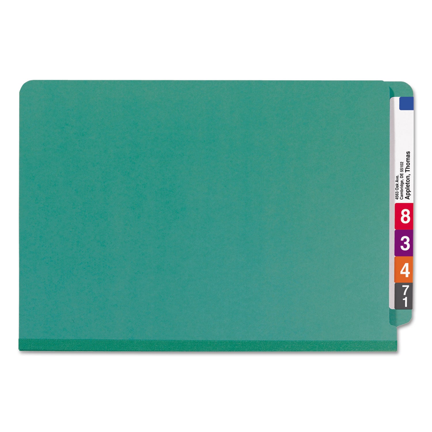 Smead™ End Tab Pressboard Classification Folders, Six SafeSHIELD Fasteners, 2" Expansion, 2 Dividers, Legal Size, Green, 10/Box