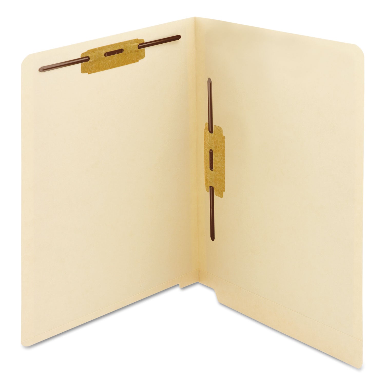 Smead™ End Tab Fastener Folders with Reinforced Straight Tabs, 11-pt Manila, 2 Fasteners: Top/Side, Letter Size, Manila, 50/Box