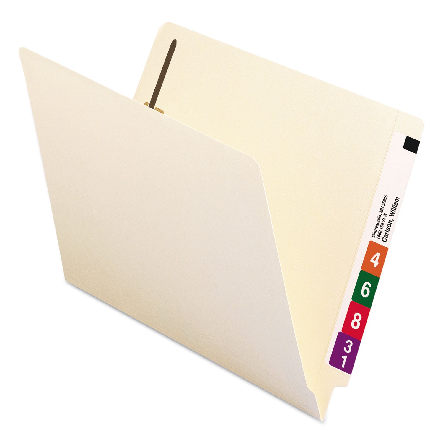 Smead™ End Tab Fastener Folders with Reinforced Straight Tabs, 14-pt Manila, 2 Fasteners, Letter Size, Manila Exterior, 50/Box