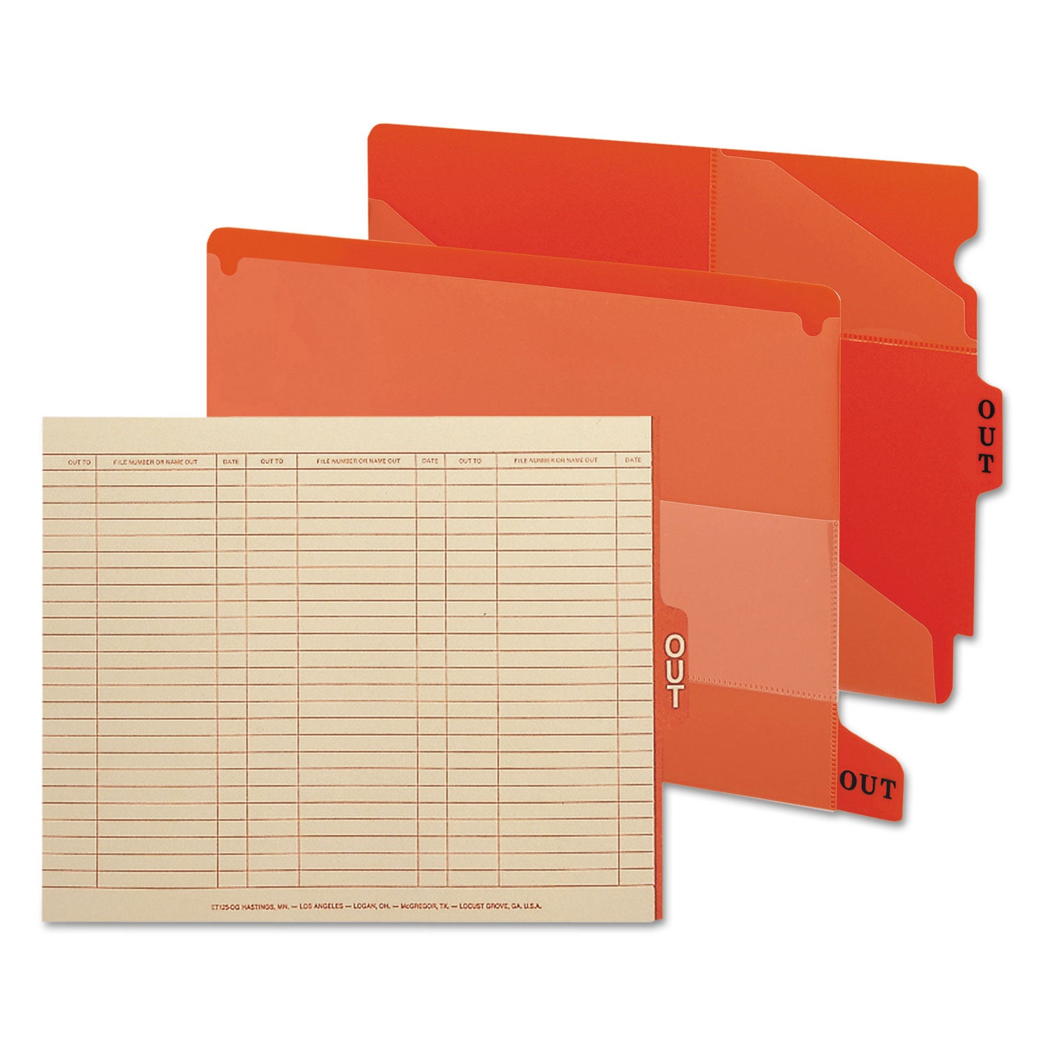 Smead™ Colored Poly Out Guides with Pockets, 1/3-Cut End Tab, Out, 8.5 x 11, Red, 25/Box