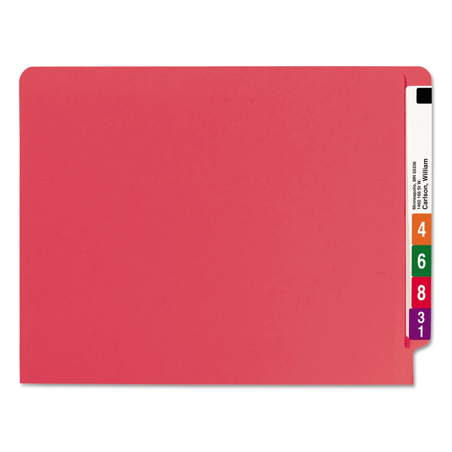 Smead™ Heavyweight Colored End Tab Fastener Folders, 0.75" Expansion, 2 Fasteners, Letter Size, Red Exterior, 50/Box