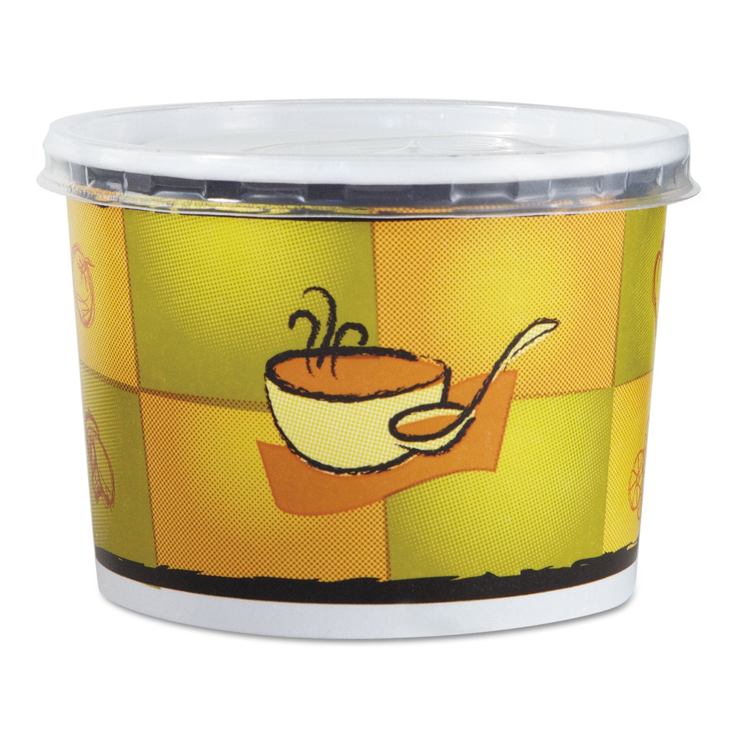 Streetside Squat Paper Food Container with Lid, Streetside Design, 12 oz, 250/Carton