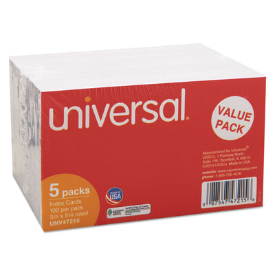 Universal® Ruled Index Cards, 3 x 5, White, 500/Pack - Flipcost