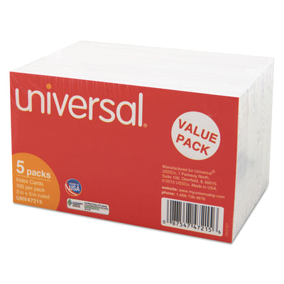 Universal® Ruled Index Cards, 3 x 5, White, 500/Pack - Flipcost