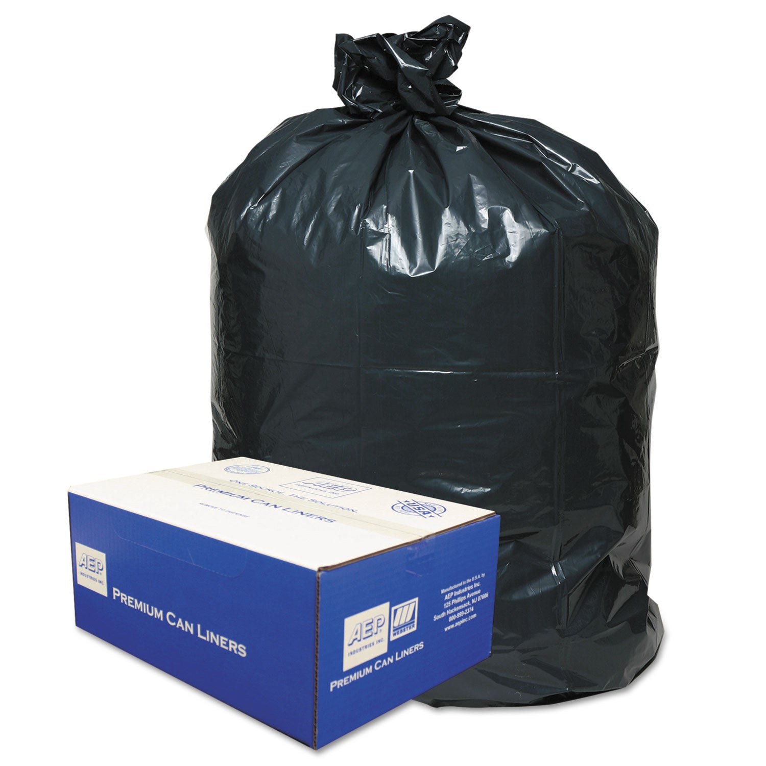 Linear Low-Density Can Liners, 45 gal, 0.63 mil, 40" x 46", Black, 25 Bags/Roll, 10 Rolls/Carton