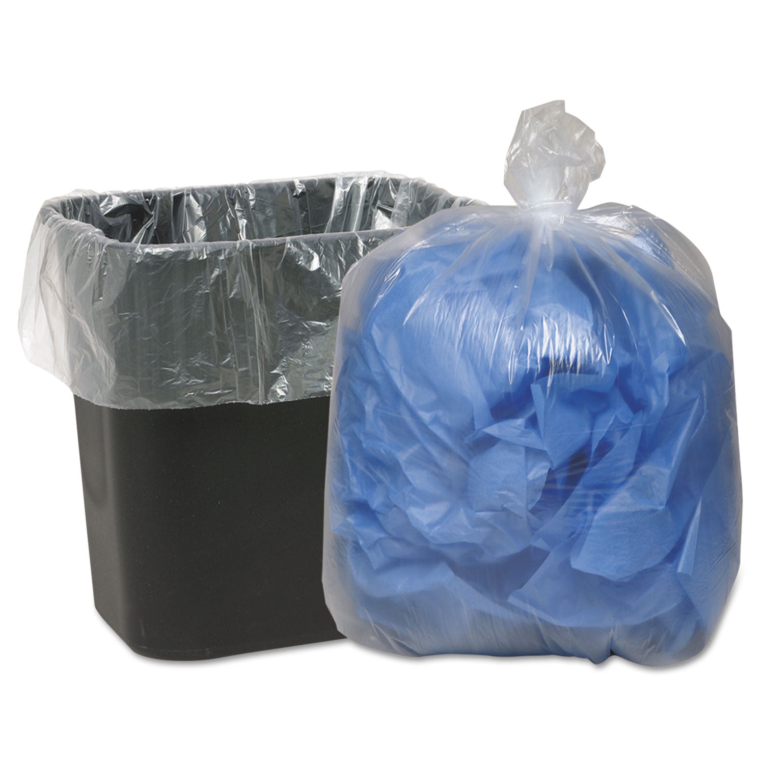 Linear Low-Density Can Liners, 16 gal, 0.6 mil, 24" x 33", Clear, 25 Bags/Roll, 20 Rolls/Carton