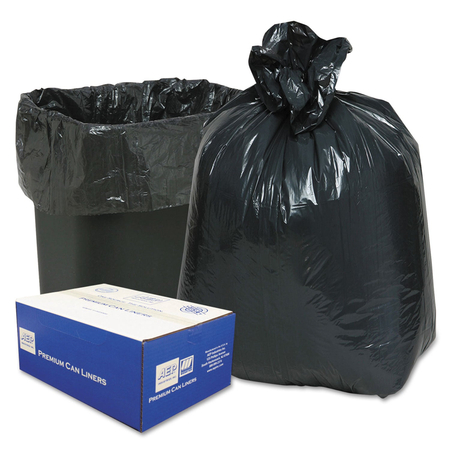 Linear Low-Density Can Liners, 16 gal, 0.6 mil, 24" x 33", Black, 25 Bags/Roll, 20 Rolls/Carton