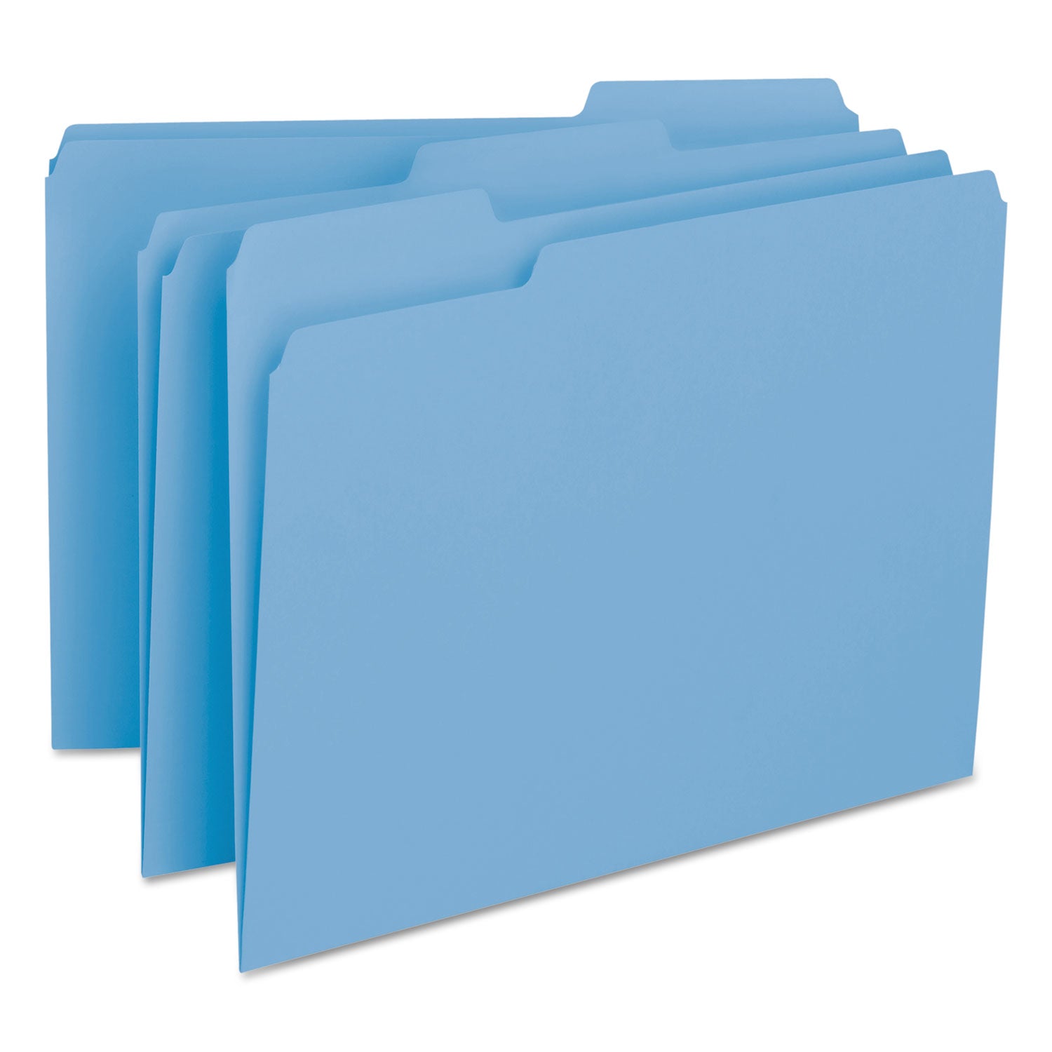 Smead™ Interior File Folders, 1/3-Cut Tabs: Assorted, Letter Size, 0.75" Expansion, Blue, 100/Box