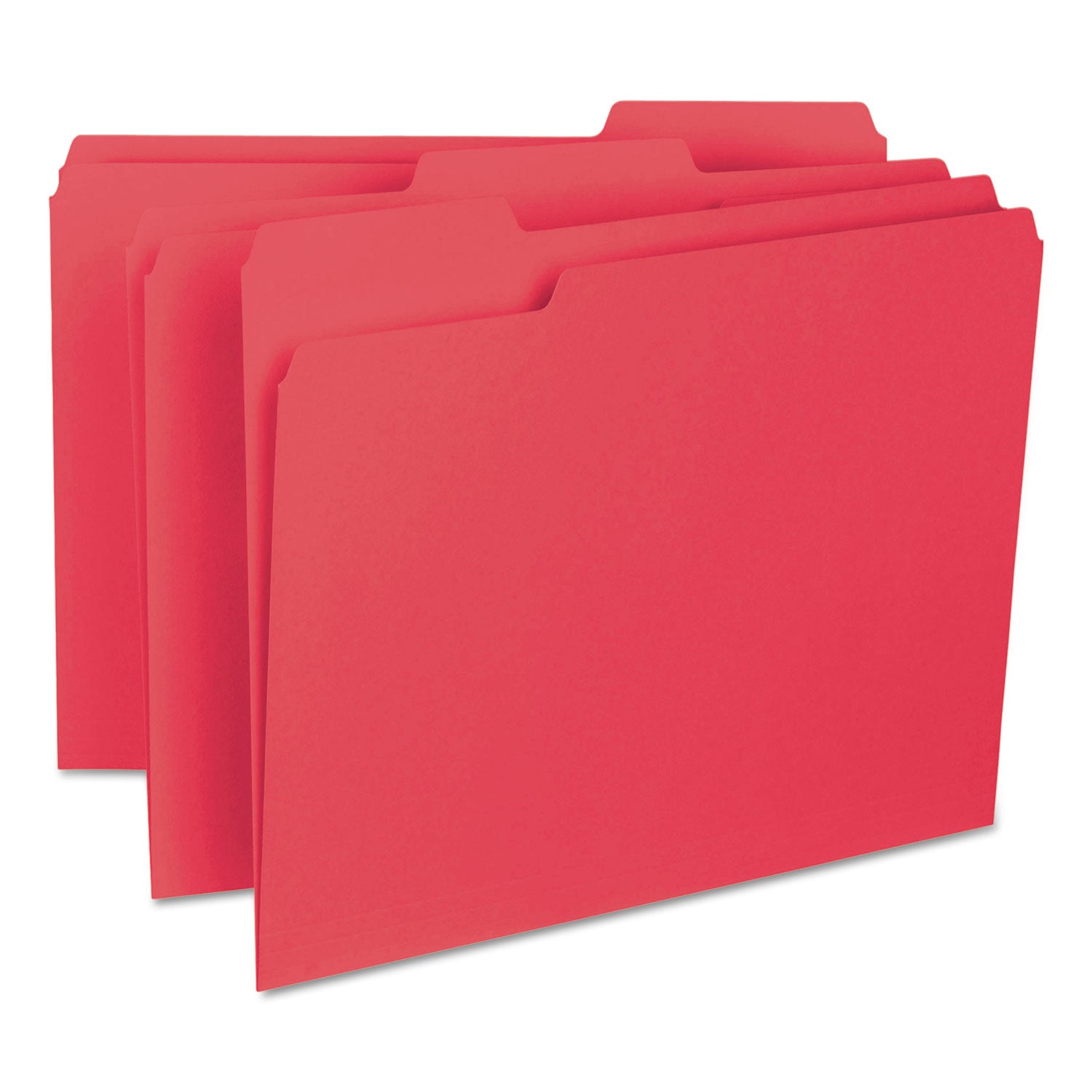 Interior File Folders, 1/3-Cut Tabs: Assorted, Letter Size, 0.75" Expansion, Red, 100/Box