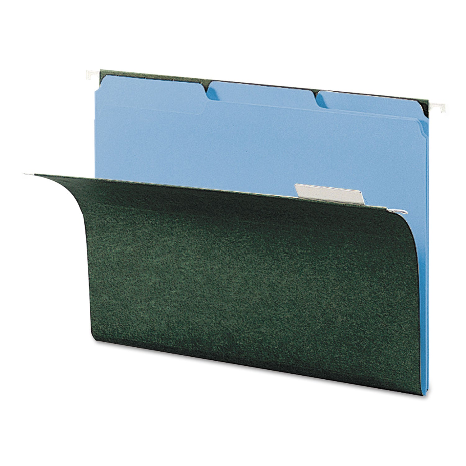 Smead™ Interior File Folders, 1/3-Cut Tabs: Assorted, Letter Size, 0.75" Expansion, Blue, 100/Box