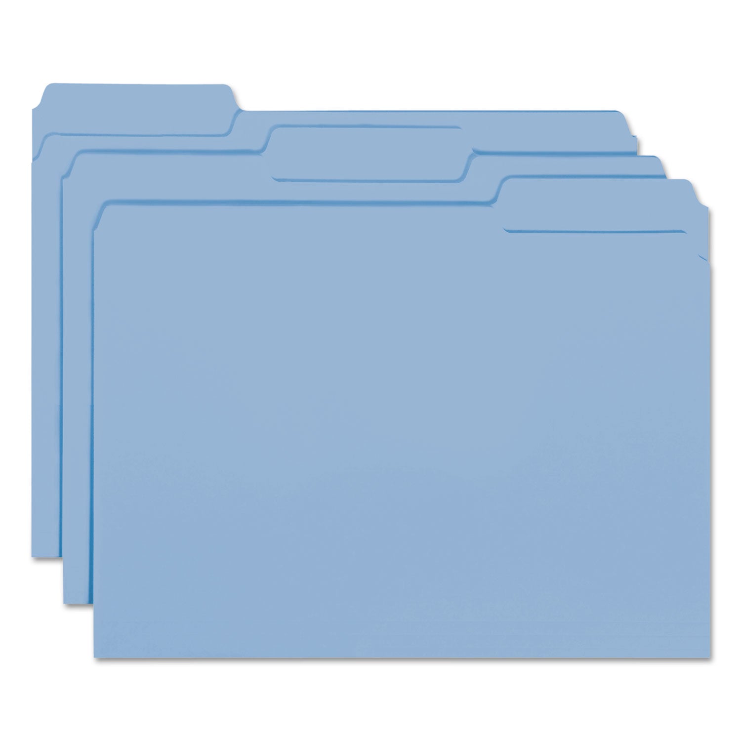 Smead™ Interior File Folders, 1/3-Cut Tabs: Assorted, Letter Size, 0.75" Expansion, Blue, 100/Box