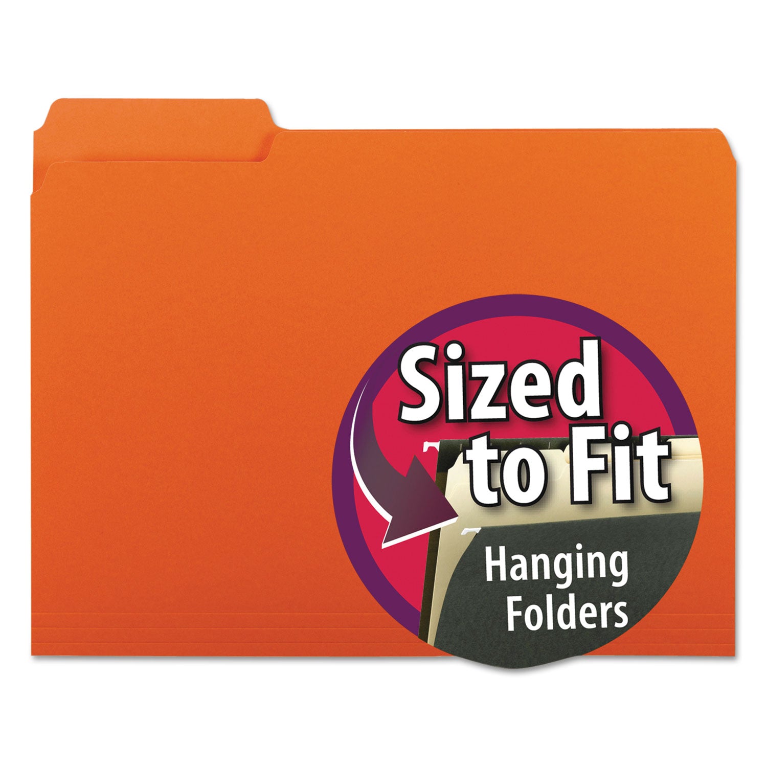 Smead™ Interior File Folders, 1/3-Cut Tabs: Assorted, Letter Size, 0.75" Expansion, Orange, 100/Box