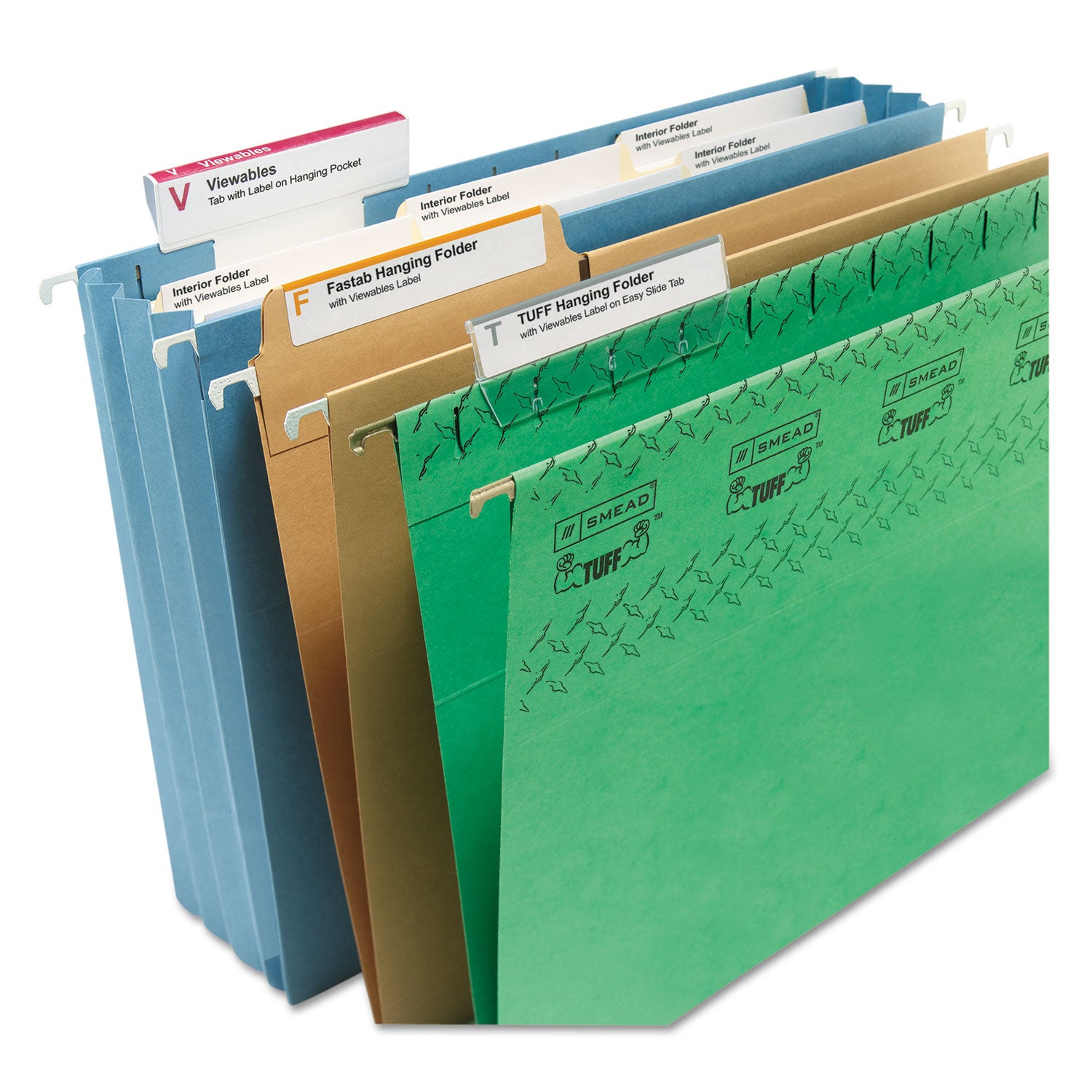 Smead™ Viewables Hanging Folder Tabs and Labels, Complete Bulk Pack Refill, 1/3-Cut, Assorted Colors, 3.5" Wide, 100/Box