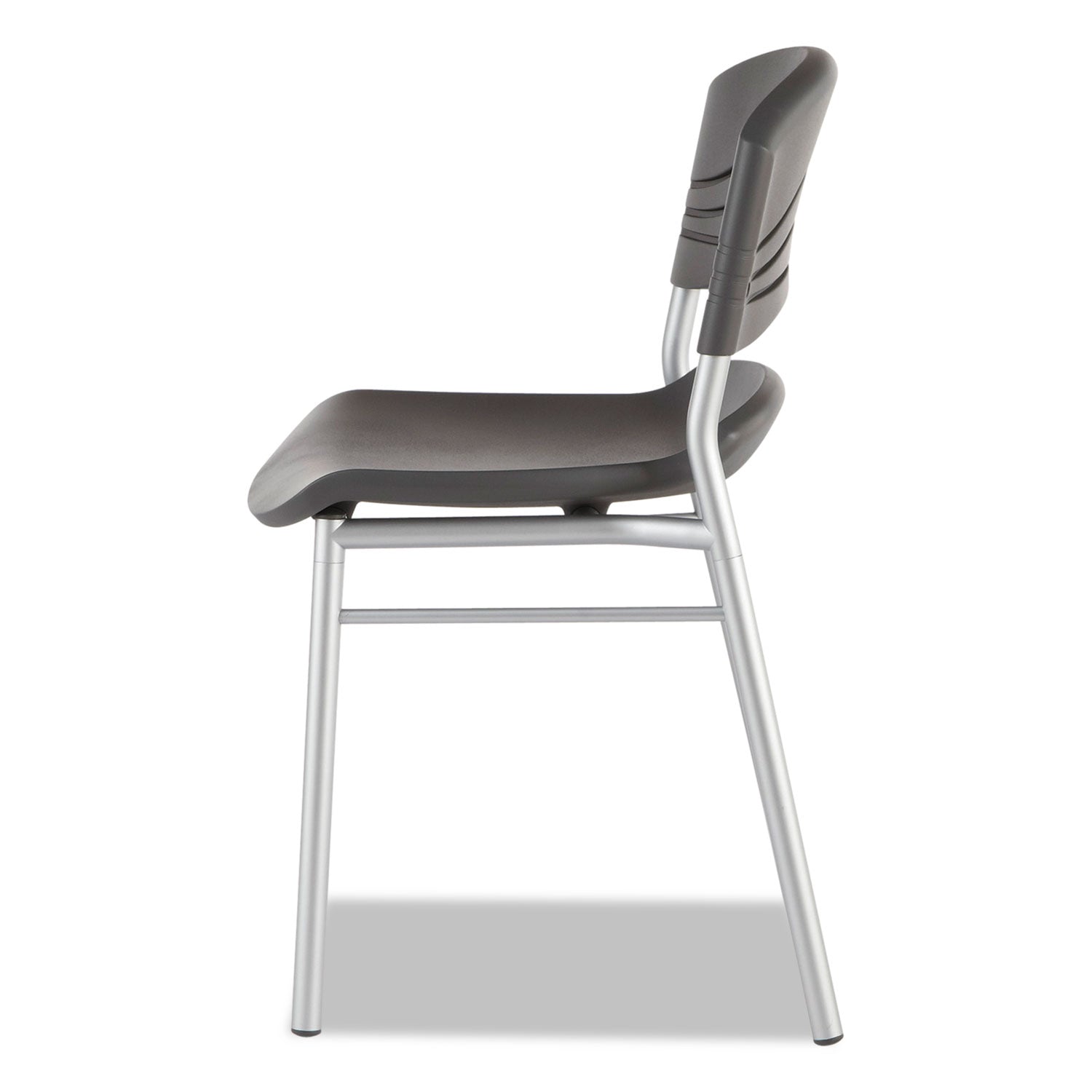 Iceberg CafeWorks Chair, Supports Up to 225 lb, 18" Seat Height, Graphite Seat/Back, Silver Base, 2/Carton