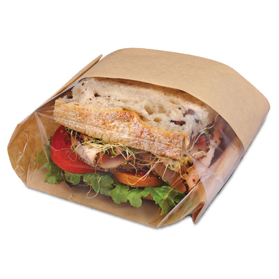 Dubl View Sandwich Bags, 2.35 mil, 9.5" x 2.75", Natural Brown, 500/Carton Flipcost Flipcost