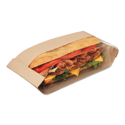 Dubl View Sandwich Bags, 2.55 mil, 11.75" x 2.75", Natural Brown, 500/Carton Flipcost Flipcost