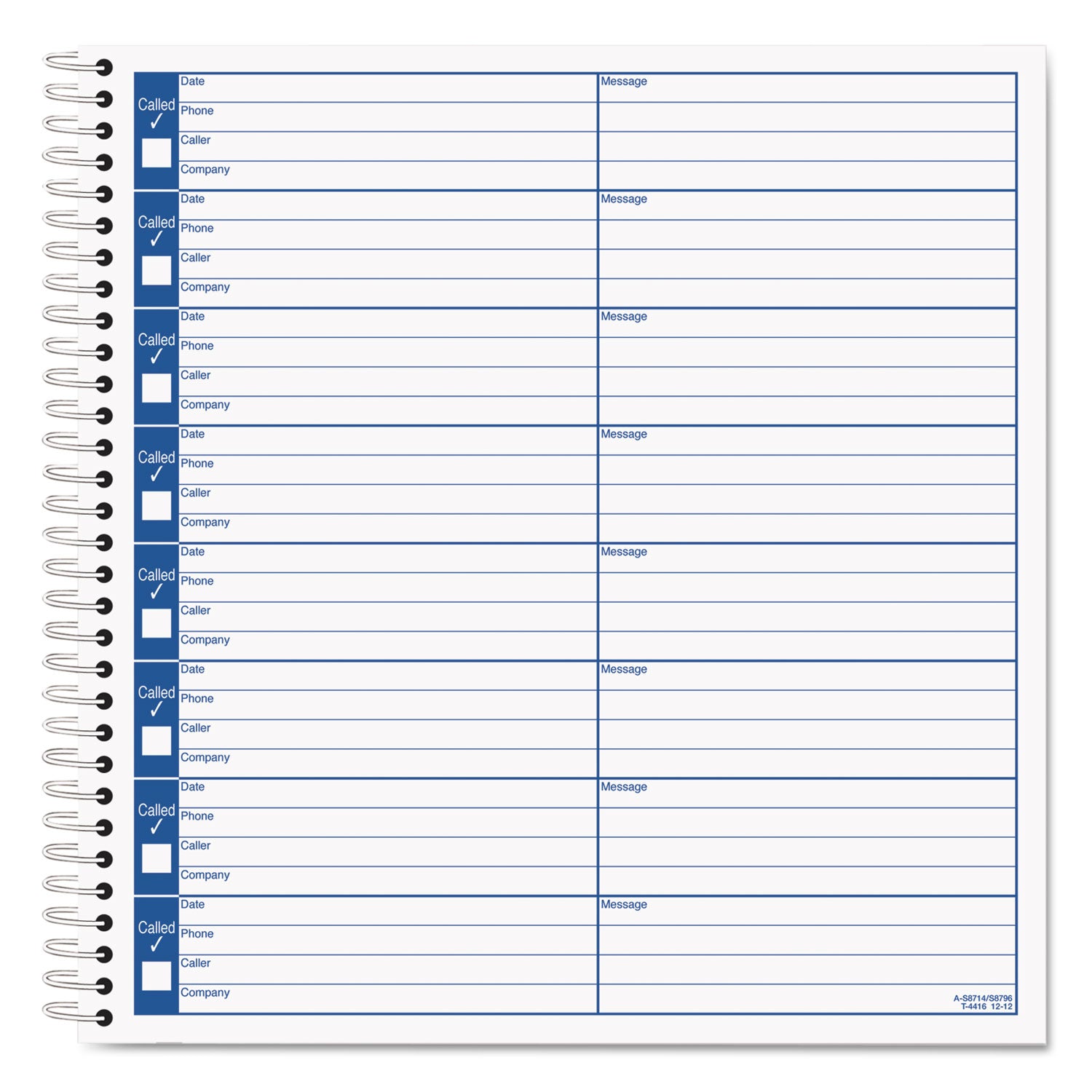 Voice Message Log Books, One-Part (No Copies), 8 x 1, 8 Forms/Sheet, 800 Forms Total