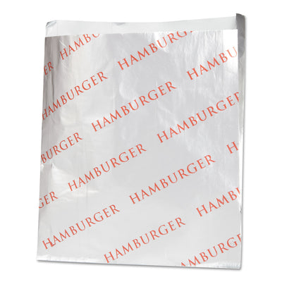 Foil Single-Serve Bags, 6" x 6.5", Silver, Hamburger Design, 1,000/Carton Flipcost Flipcost