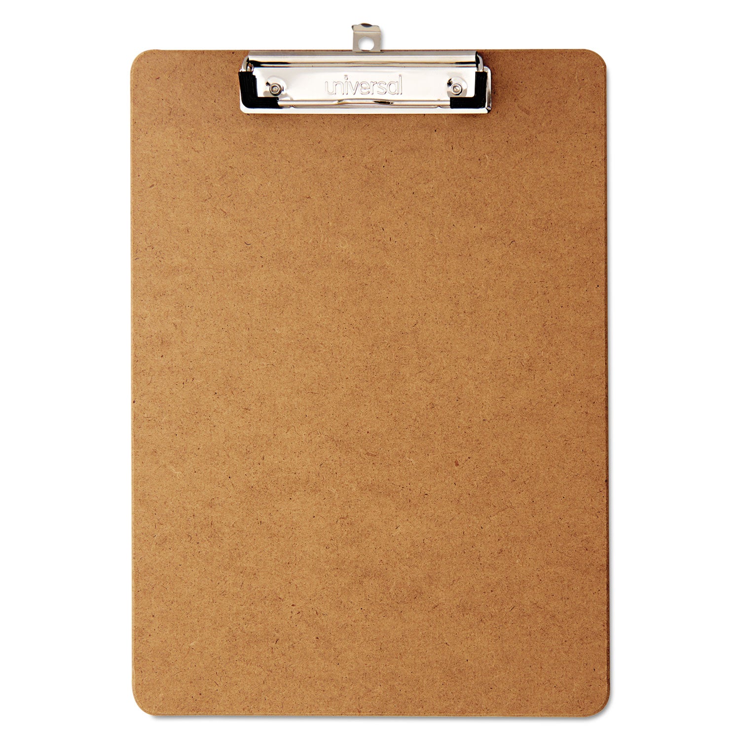 Universal® Hardboard Clipboard with Low-Profile Clip, 0.5" Clip Capacity, Holds 8.5 x 11 Sheets, Brown, 6/Pack