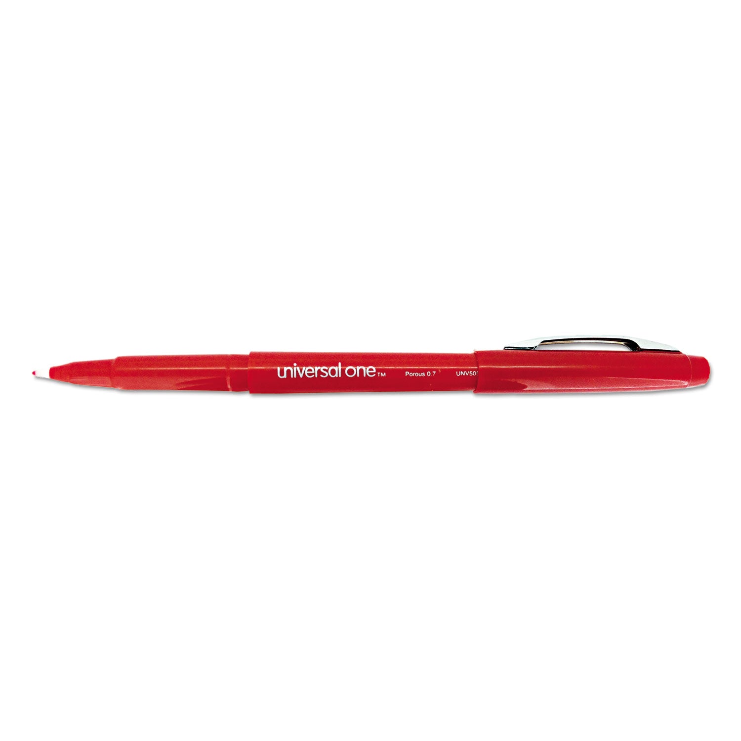 Universal™ Porous Point Pen, Stick, Medium 0.7 mm, Red Ink, Red Barrel, Dozen