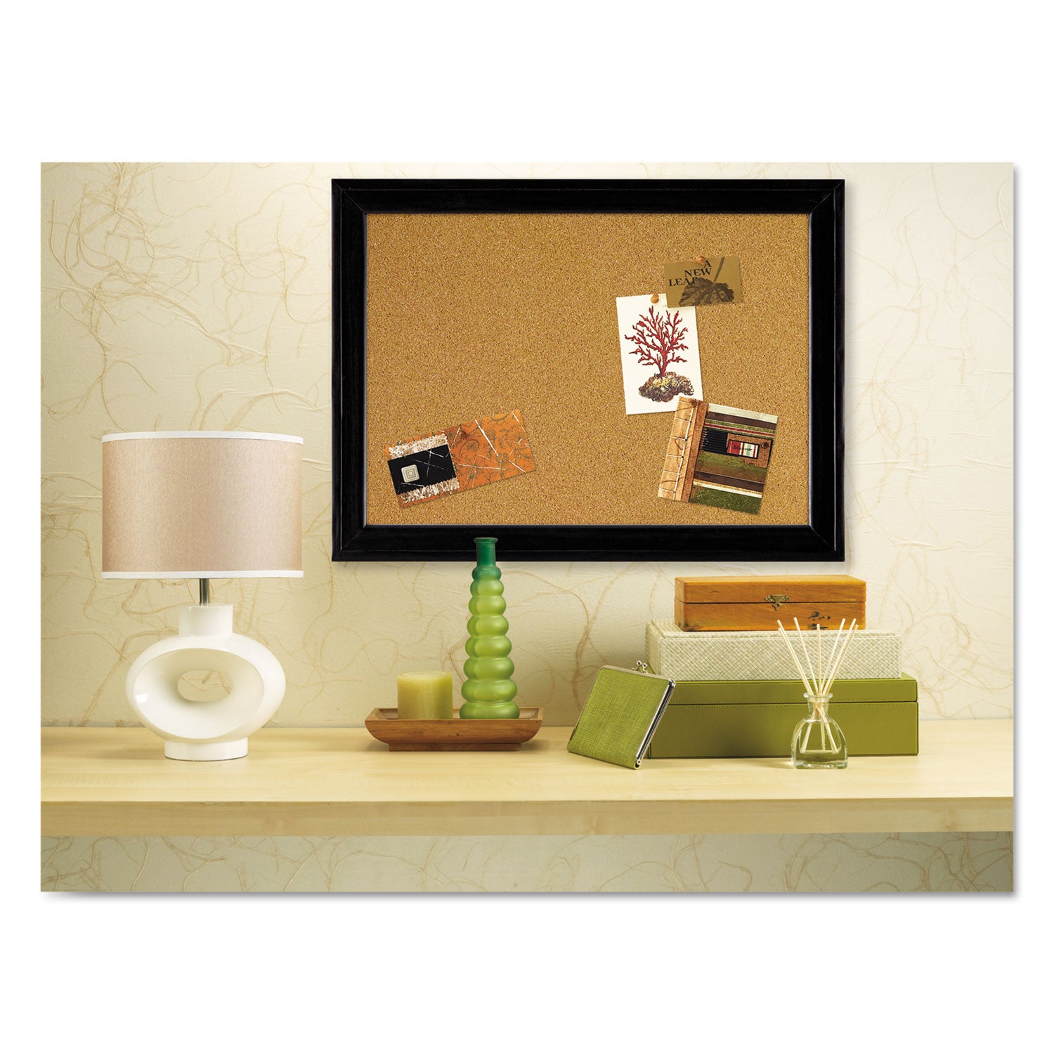 Quartet® Cork Bulletin Board with Black Frame, 17 x 11, Tan Surface