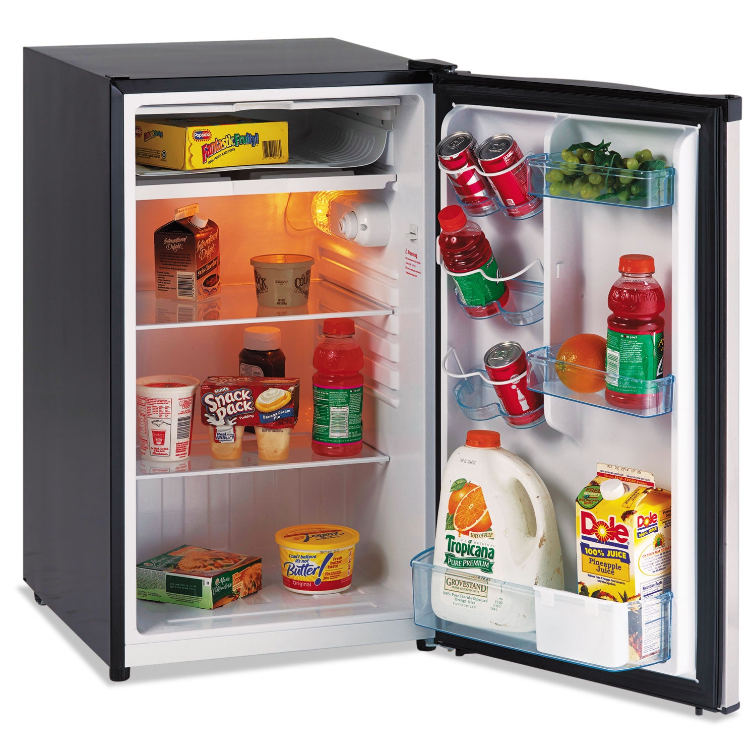 4.4 CF Refrigerator, 19 1/2"W x 22"D x 33"H, Black/Stainless Steel Avanti Flipcost