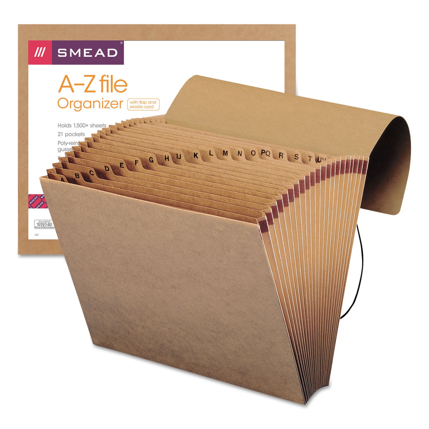 Smead™ Indexed Expanding Kraft Files, 21 Sections, Elastic Cord Closure, 1/21-Cut Tabs, Letter Size, Kraft