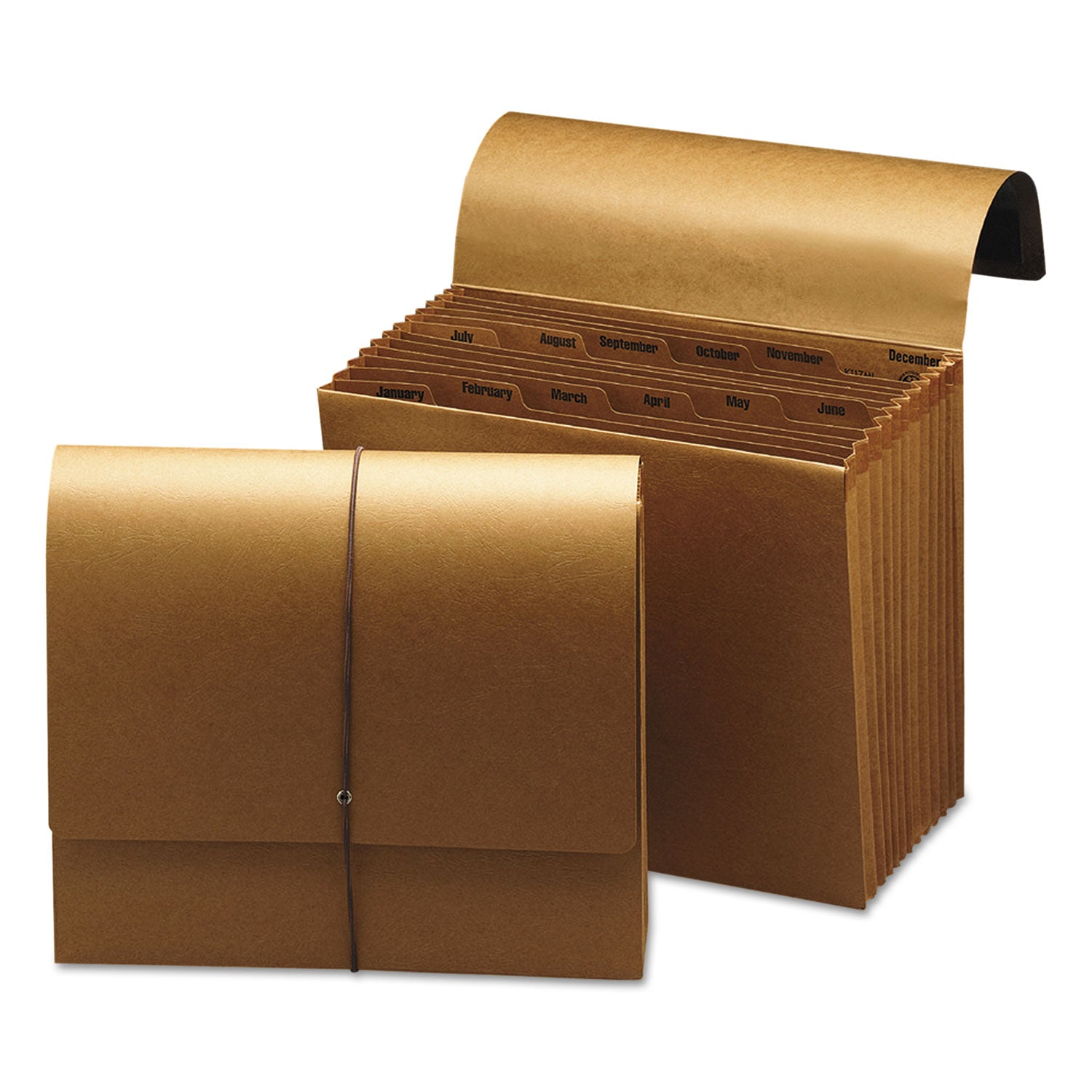 Smead™ Indexed Expanding Kraft Files, 12 Sections, Elastic Cord Closure, 1/12-Cut Tabs, Letter Size, Kraft