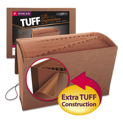 Smead™ TUFF Expanding Wallet, 31 Sections, Elastic Cord Closure, 1/15-Cut Tabs, Legal Size, Redrope Flipcost Flipcost