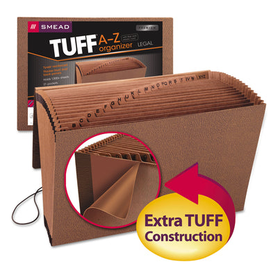 Smead™ TUFF Expanding Wallet, 21 Sections, Elastic Cord Closure, 1/21-Cut Tabs, Legal Size, Redrope Flipcost Flipcost