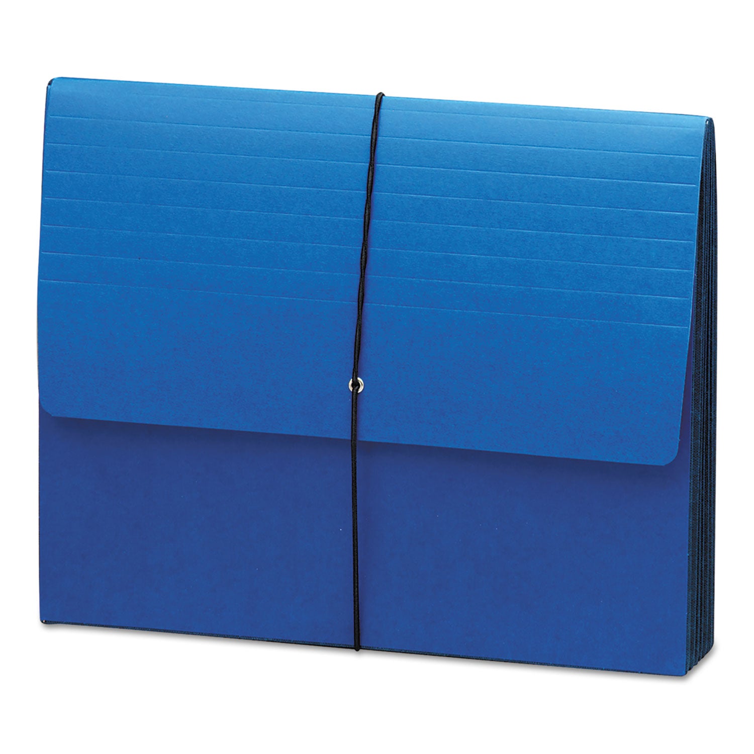 Extra-Wide Expanding Wallets with Elastic Cord, 5.25" Expansion, 1 Section, Elastic Cord Closure, Letter Size, Navy Blue