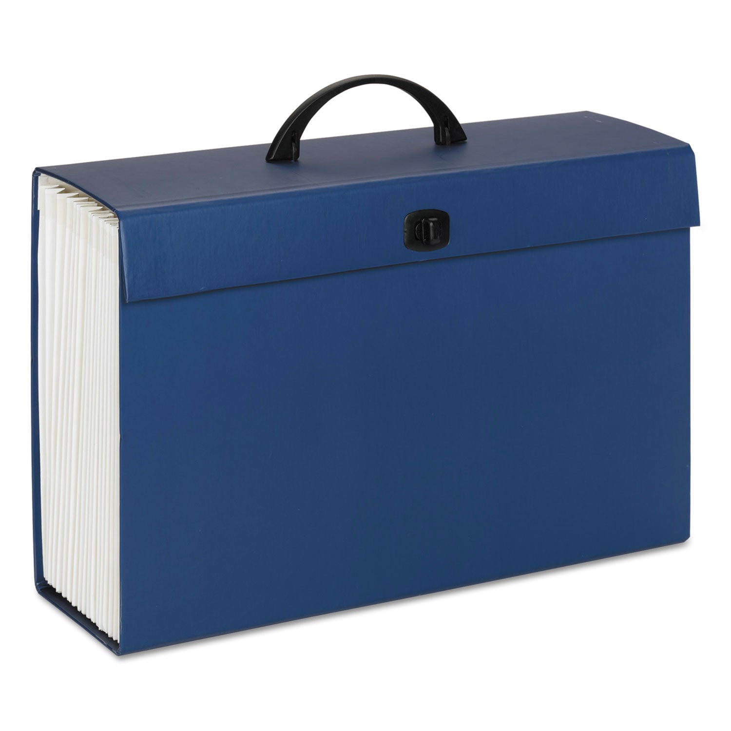 Smead™ Expanding File Box, 16.63" Expansion, 19 Sections, Twist-Lock Latch Closure, 2/5-Cut Tabs, Legal Size, Blue