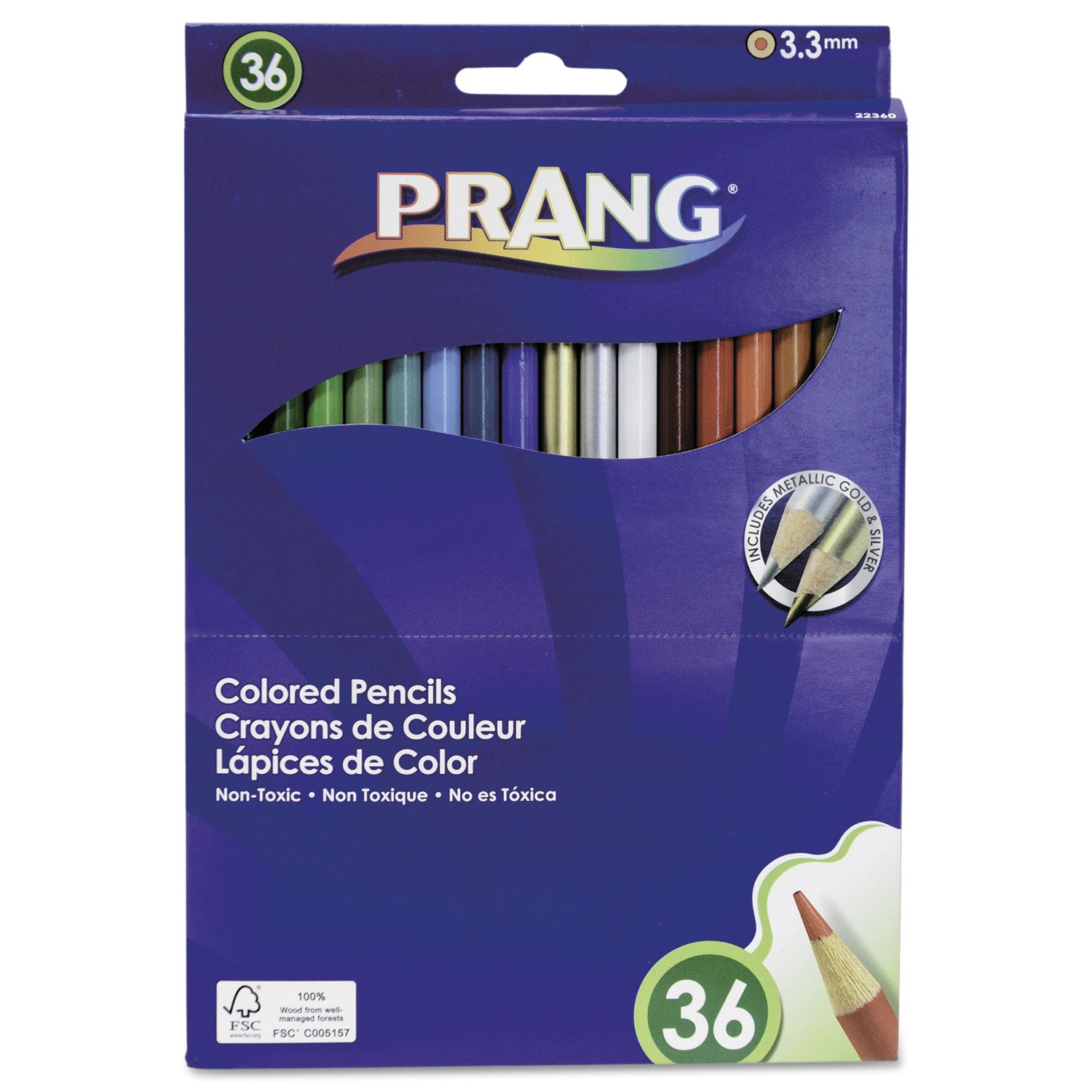 Colored Pencil Sets, 3.3 mm, 2B, Assorted Lead and Barrel Colors, 36/Pack