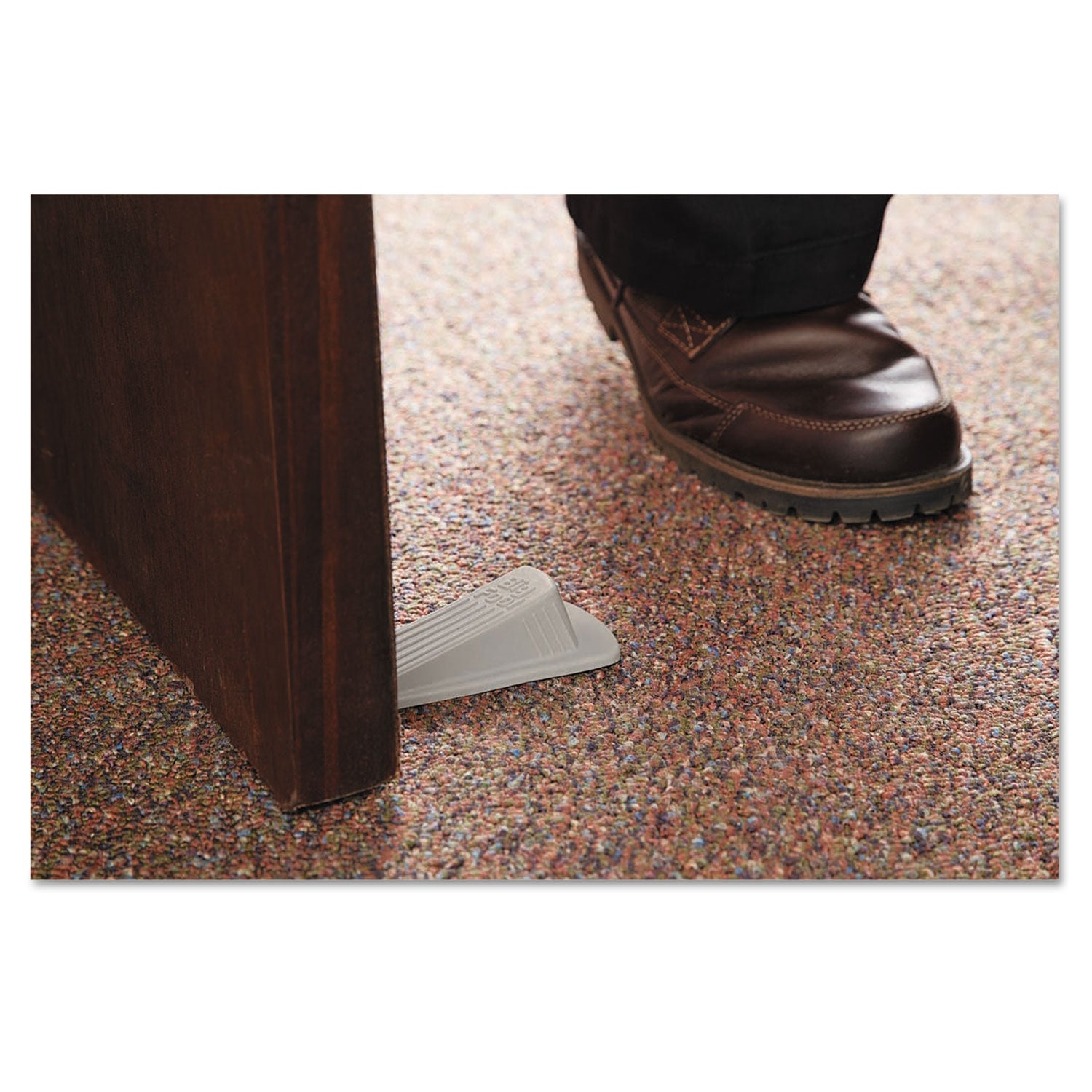 Master Caster® Big Foot Doorstop, No Slip Rubber Wedge, 2.25w x 4.75d x 1.25h, Beige