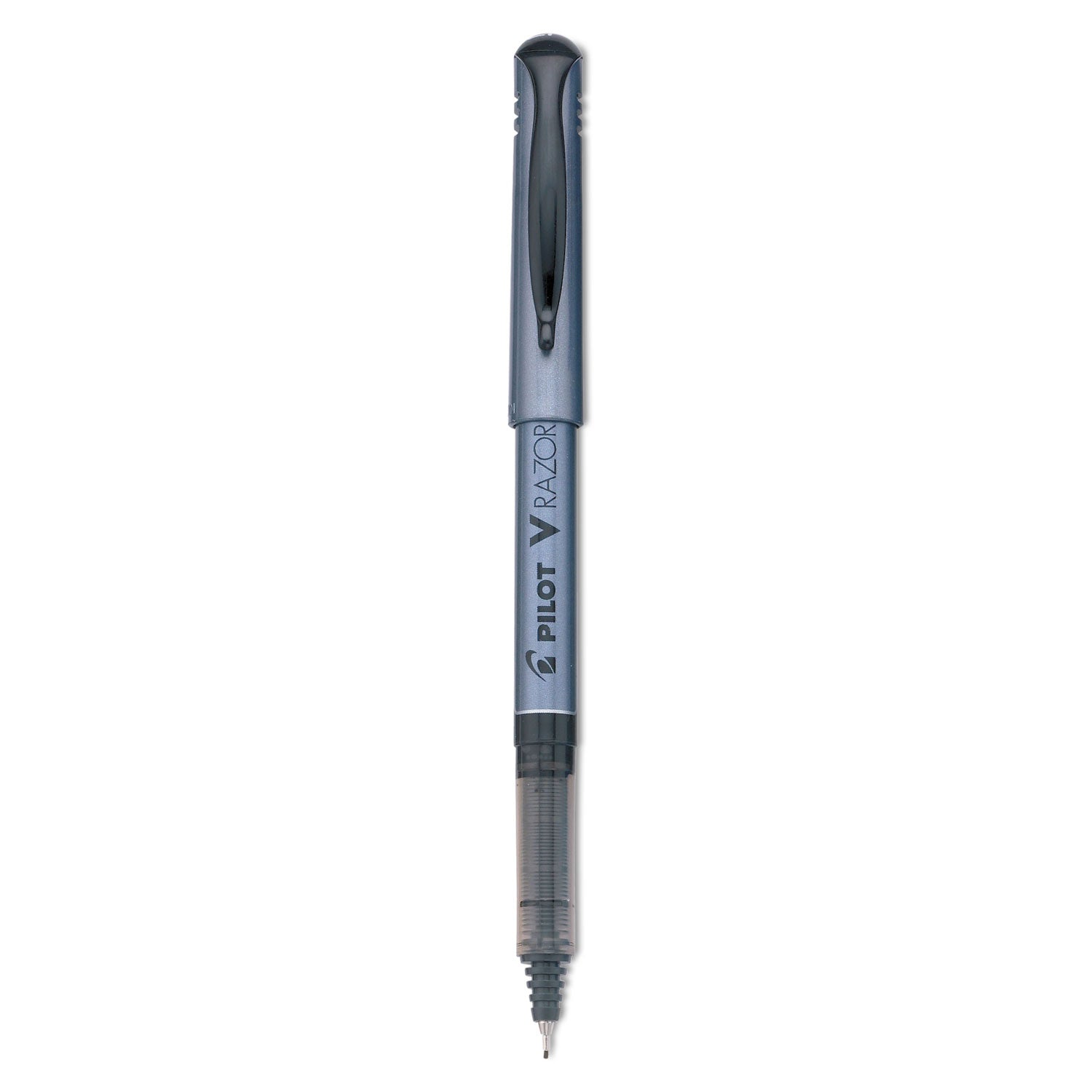 Pilot® V Razor Point Liquid Ink Porous Point Pen, Stick, Extra-Fine 0.5 mm, Black Ink, Gray/Smoke Barrel, Dozen