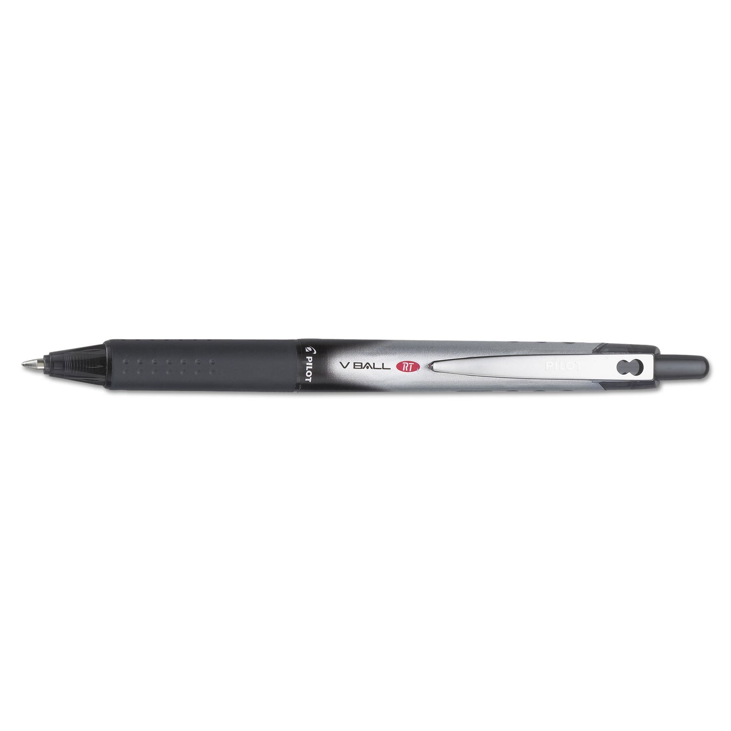 Pilot® VBall RT Liquid Ink Roller Ball Pen, Retractable, Fine 0.7 mm, Black Ink, Black/White Barrel