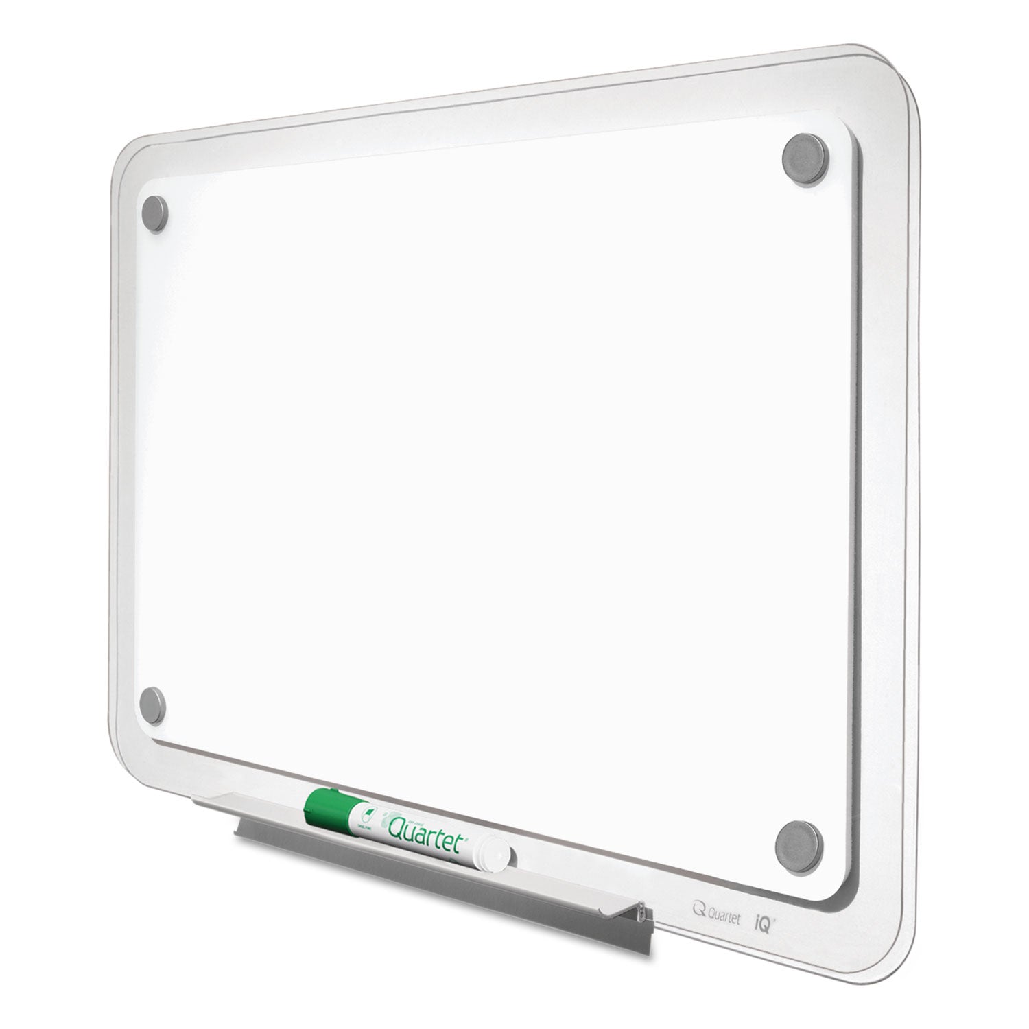 Quartet® iQ Total Erase Translucent-Edge Board, 36 x 23, White Surface, Clear Plastic Frame