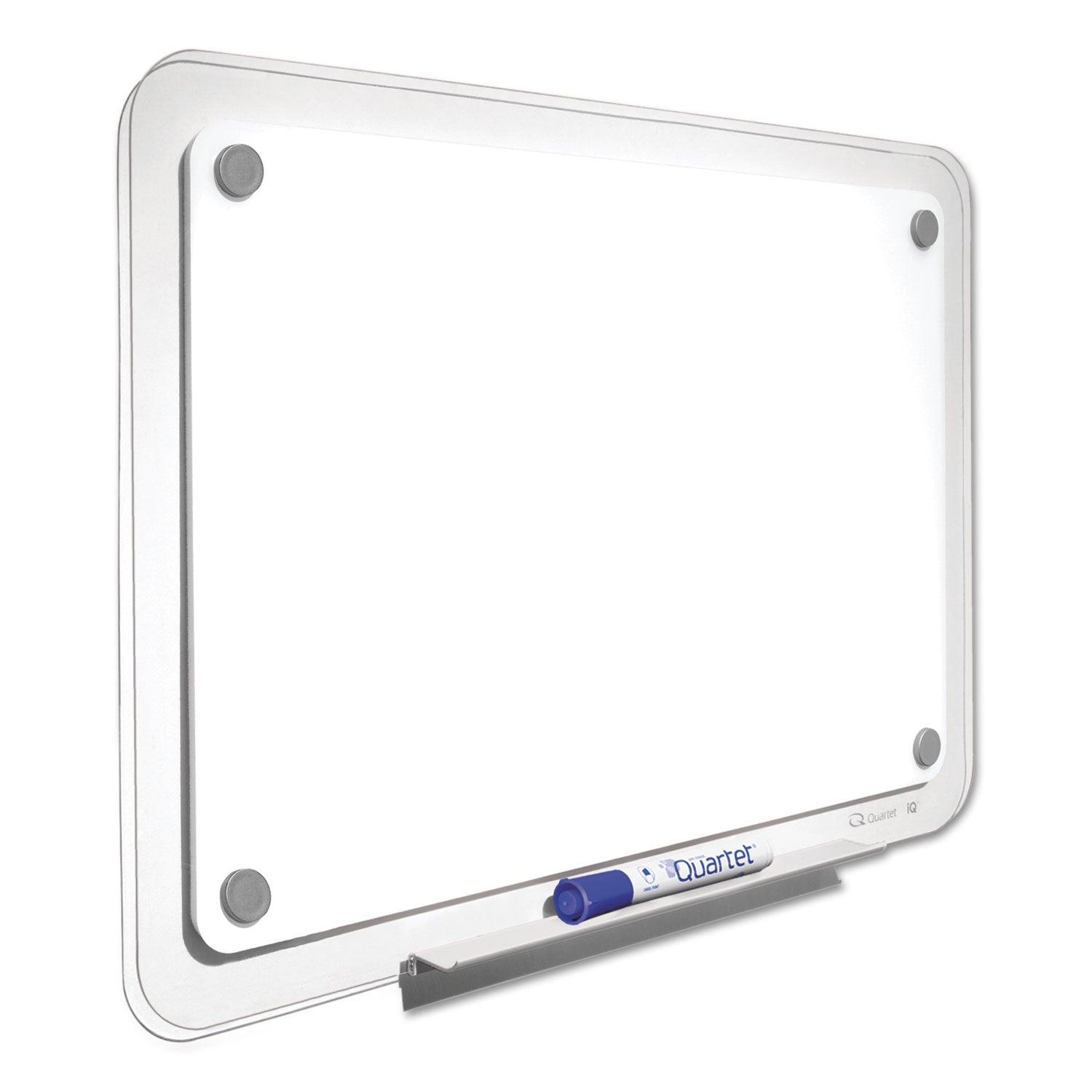 Quartet® iQ Total Erase Translucent-Edge Board, 36 x 23, White Surface, Clear Plastic Frame